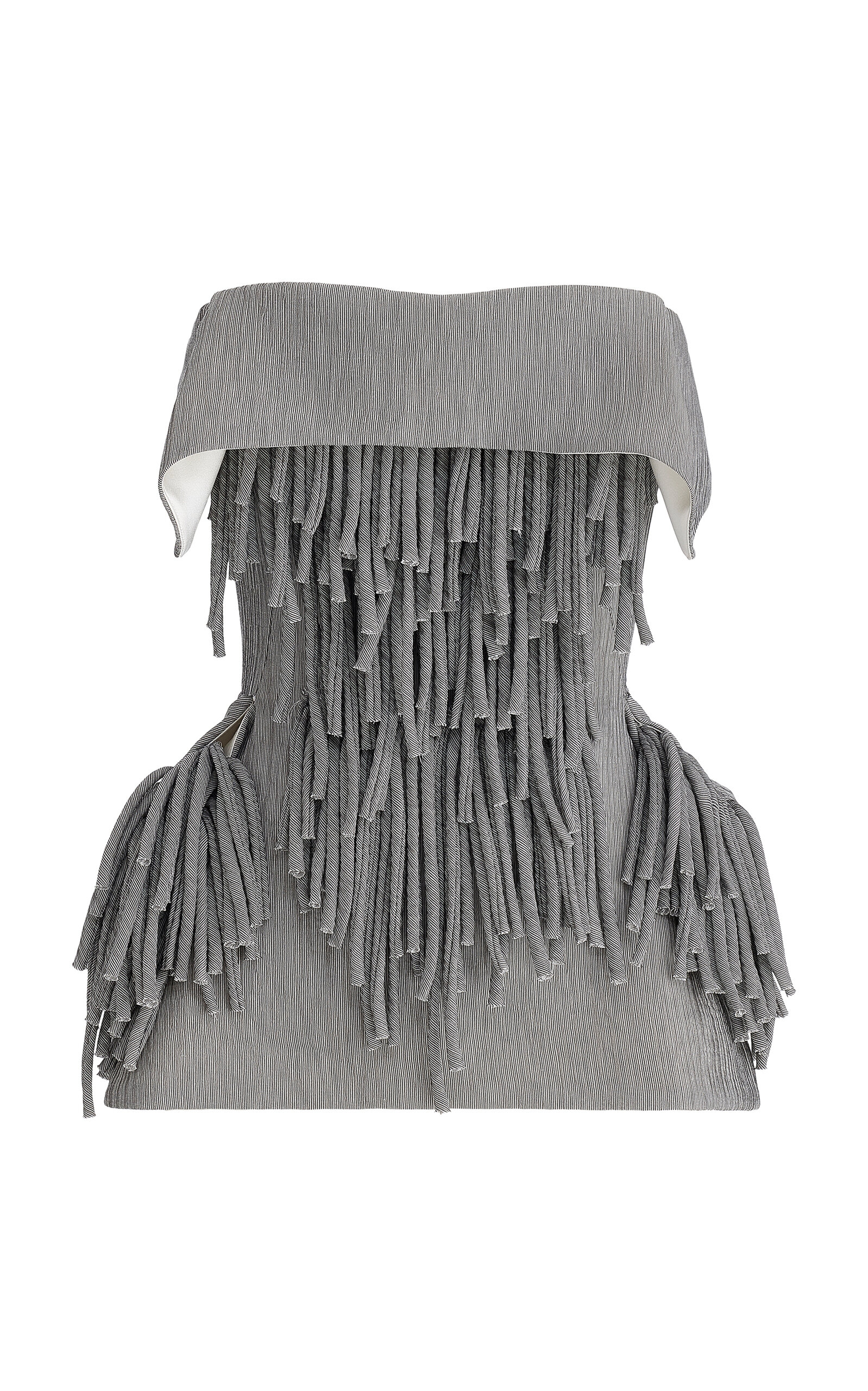 Maticevski Utility Fringed Crinkled Crepe Strapless Peplum Top