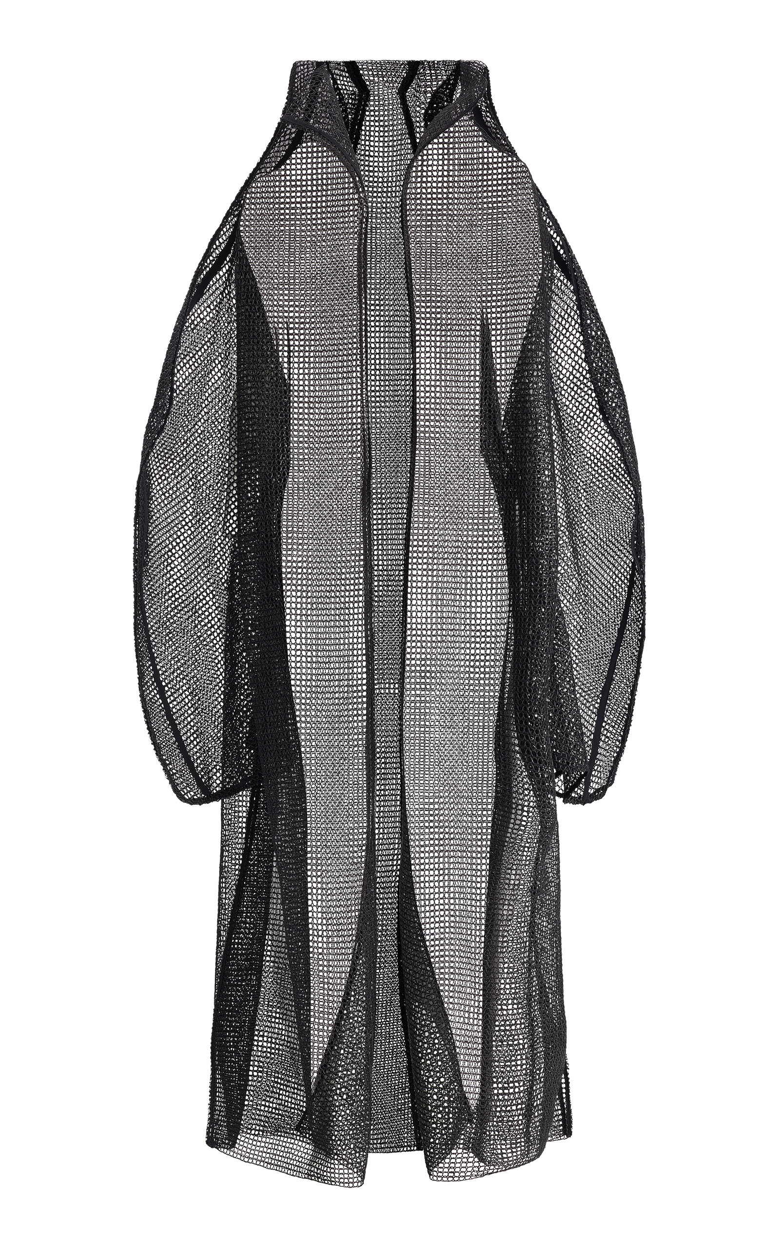 Maticevski Openwork Linen-silk Blend Veiled Cape In Black