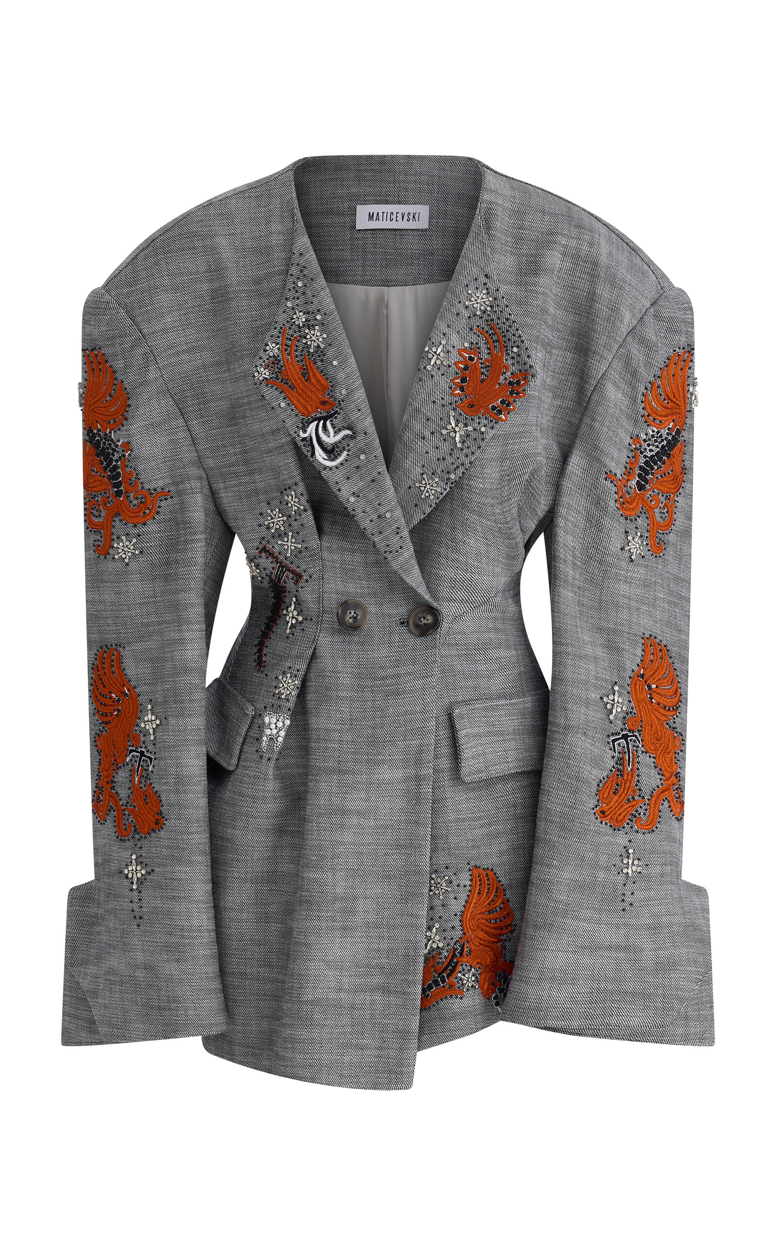 Maticevski Embellished Cotton Reciprocate Blazer In Gray