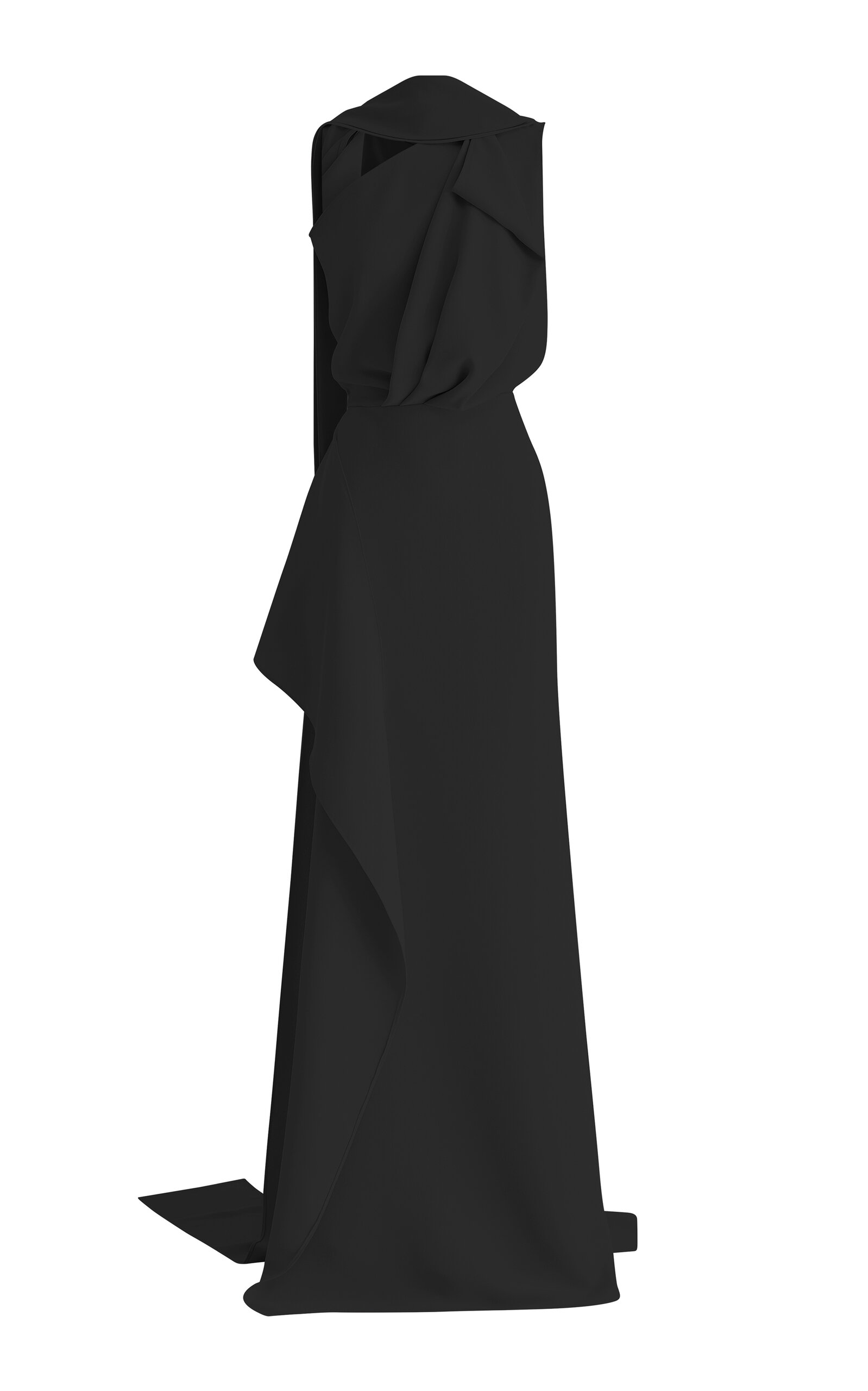 Maticevski Priority Draped Crepe Column Gown In Black