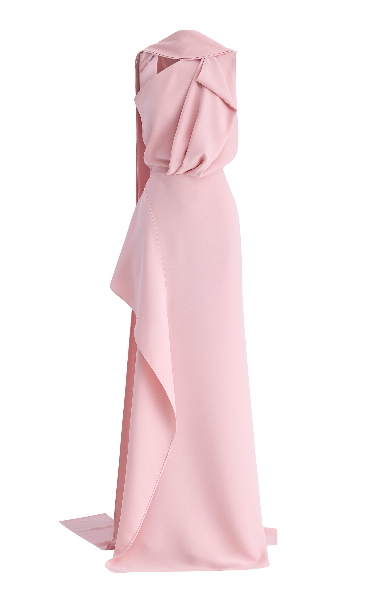 Maticevski Priority Draped Crepe Column Gown In Pink