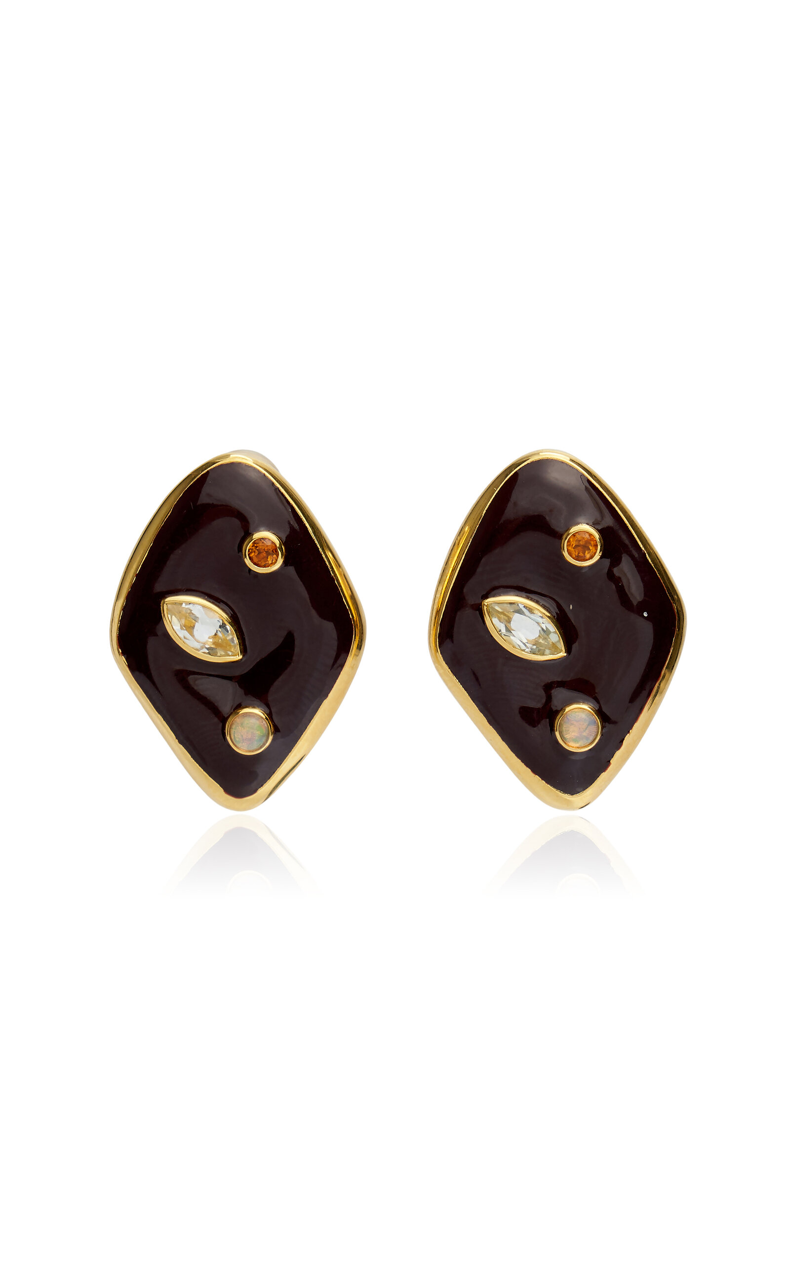 Lizzie Fortunato Nico Dot Earrings In Brown