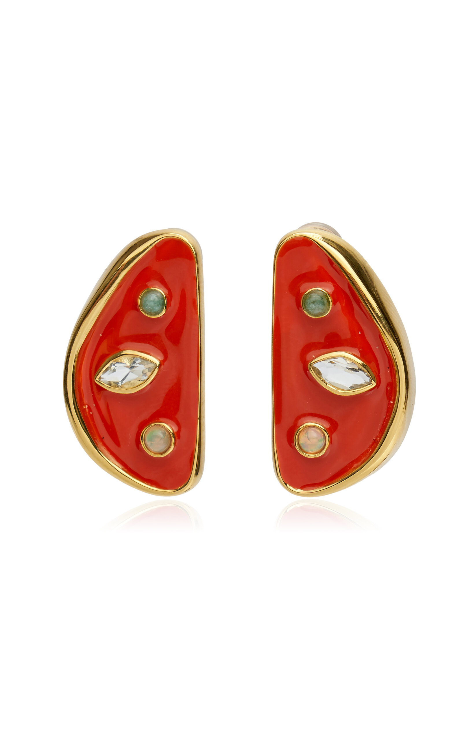 Lizzie Fortunato Isola Stud Earrings In Melon In Red