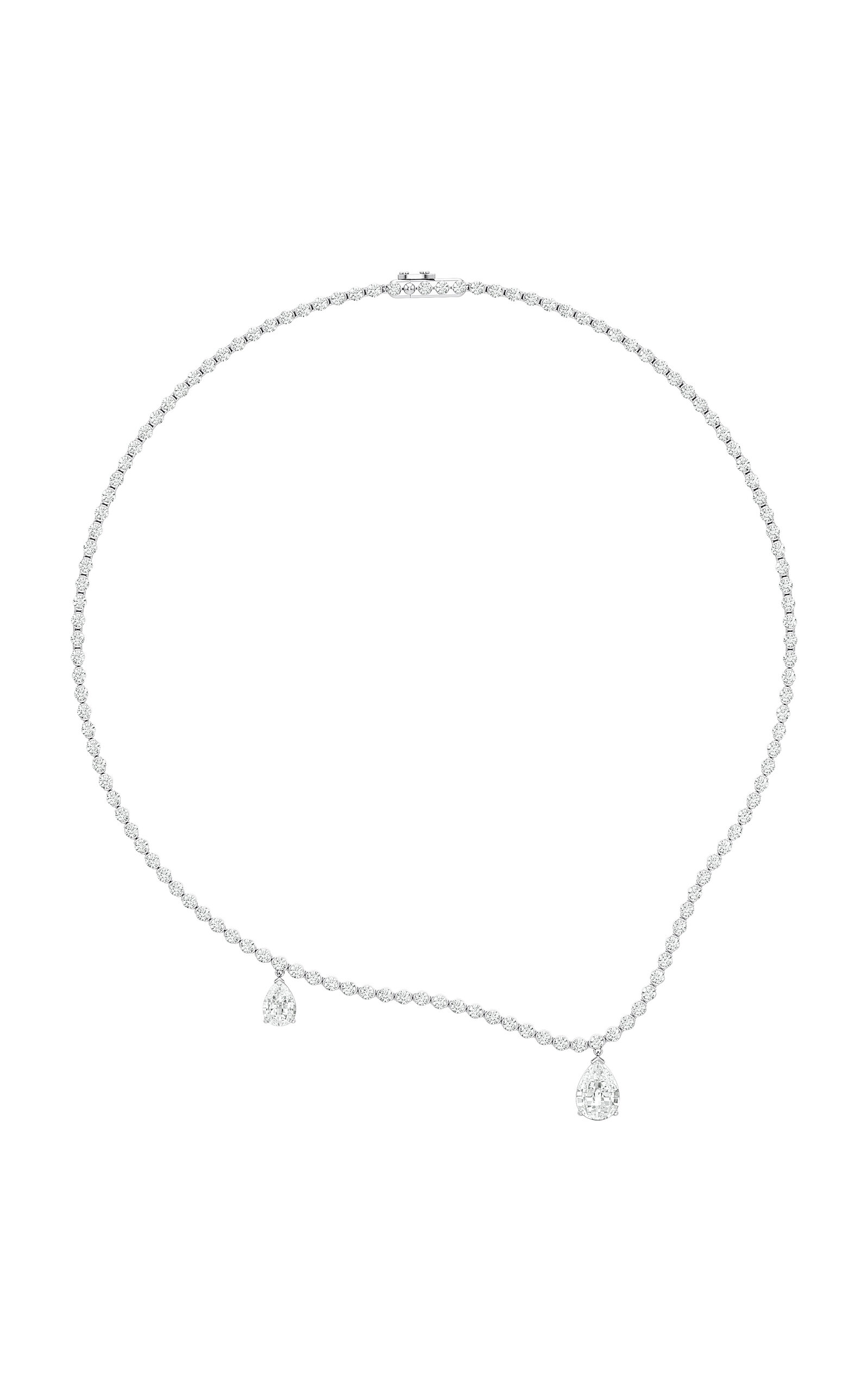 Unsaid Tear 18k White Gold Diamond Curve Necklace In Metallic