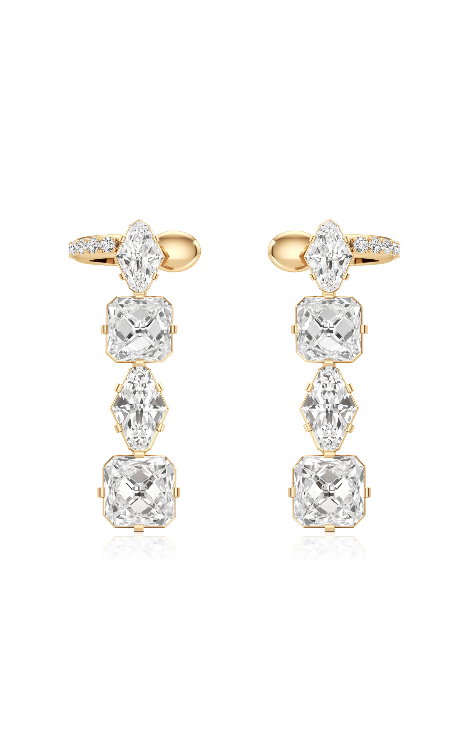 Unsaid Armor 18k Yellow Gold Diamond Cuff Earrings In Gold