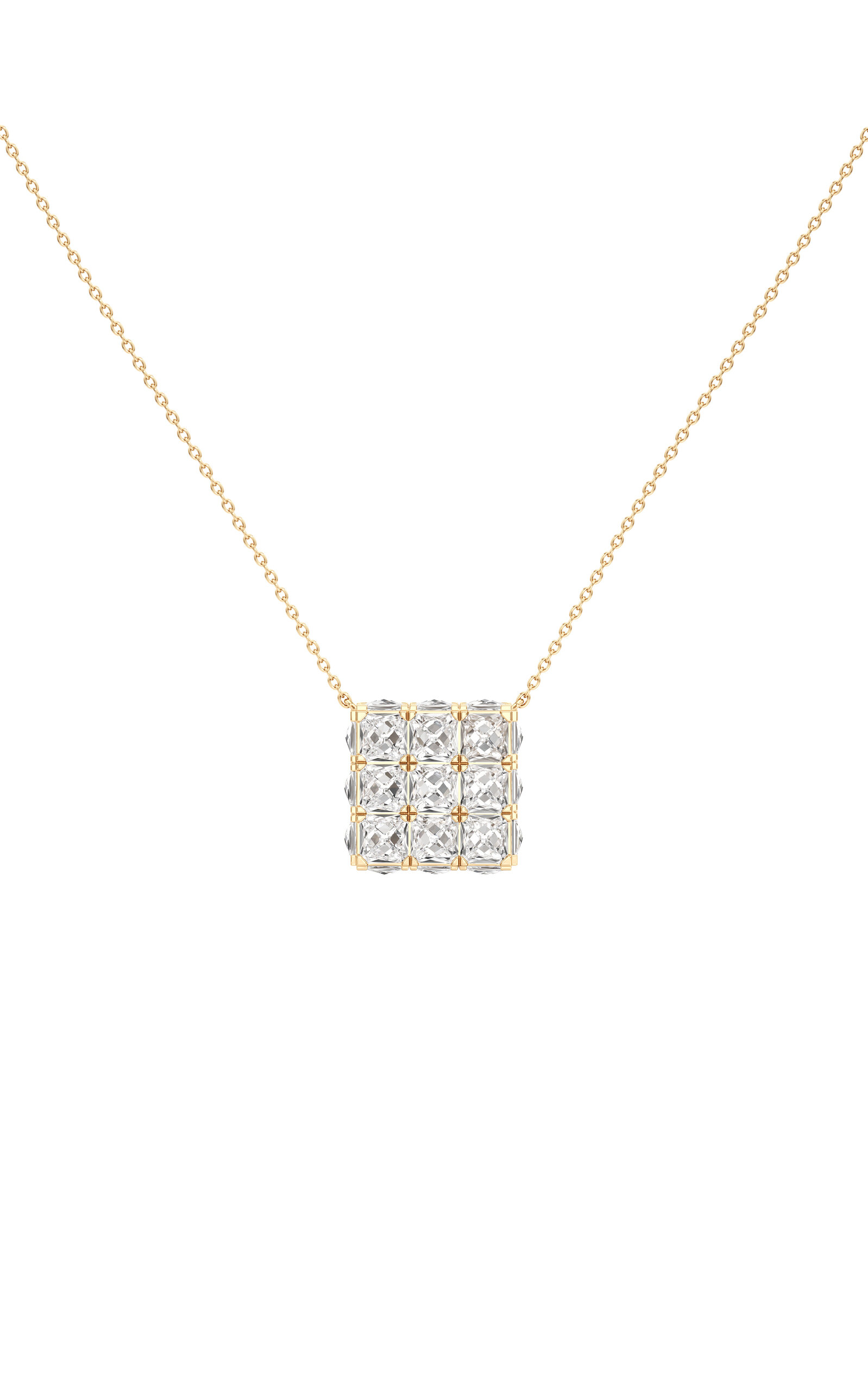 Unsaid Armor 18k Yellow Gold Diamond Cube Necklace In Gold