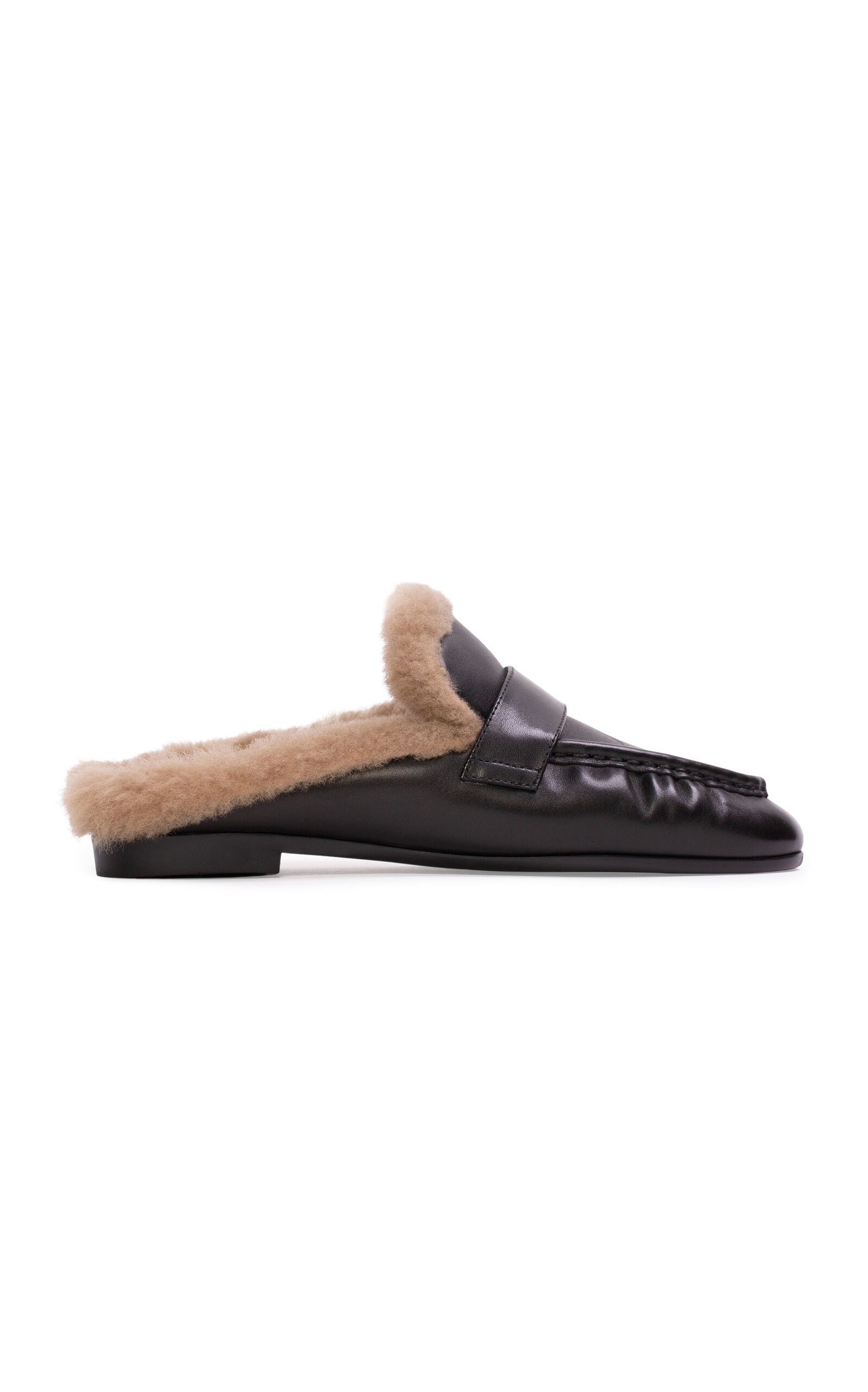Black Suede Studio Theo Shearling Loafer Mules In Animal Print