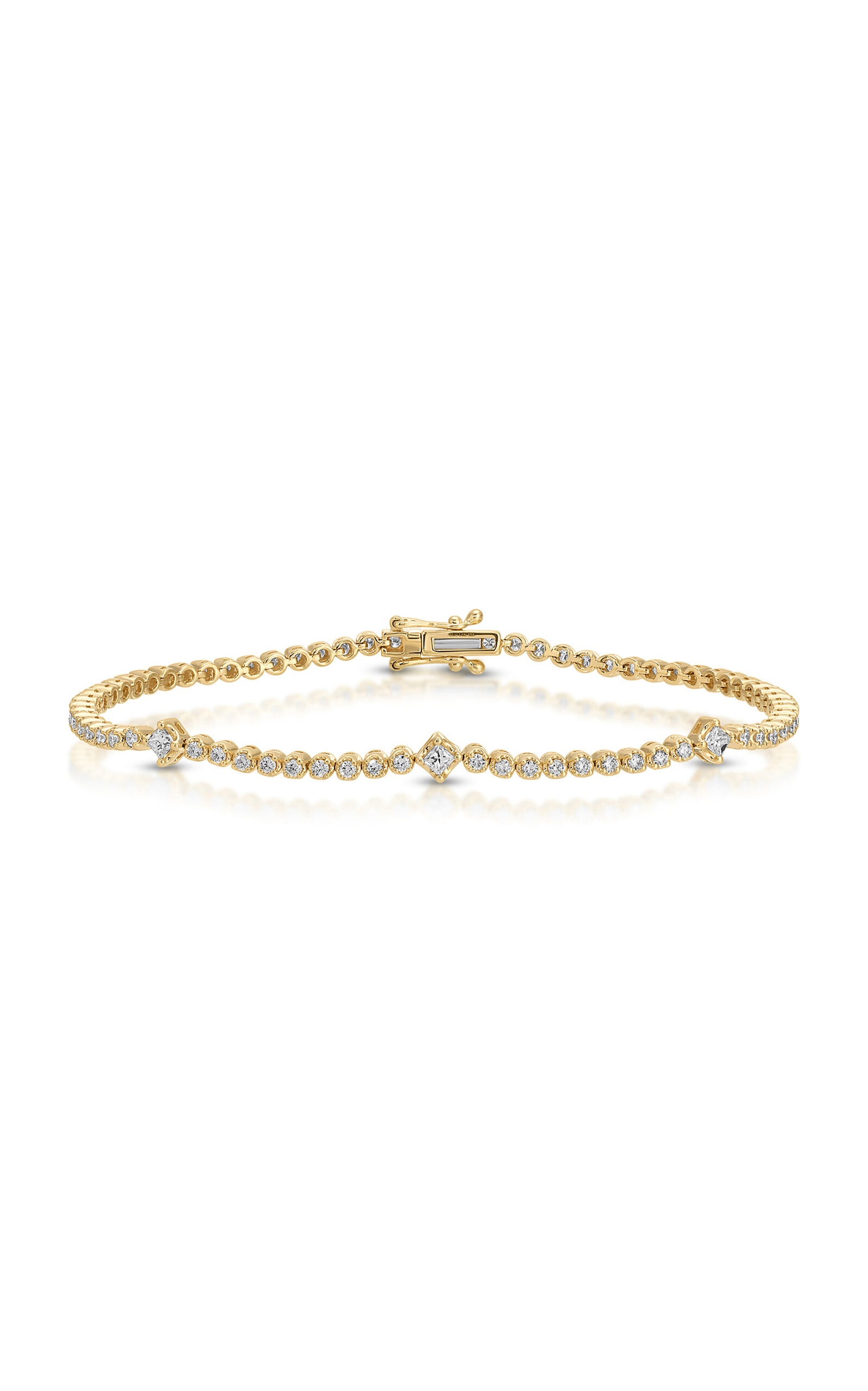 Ef Collection 14k Yellow Gold Diamond Eternity Bracelet In Gold