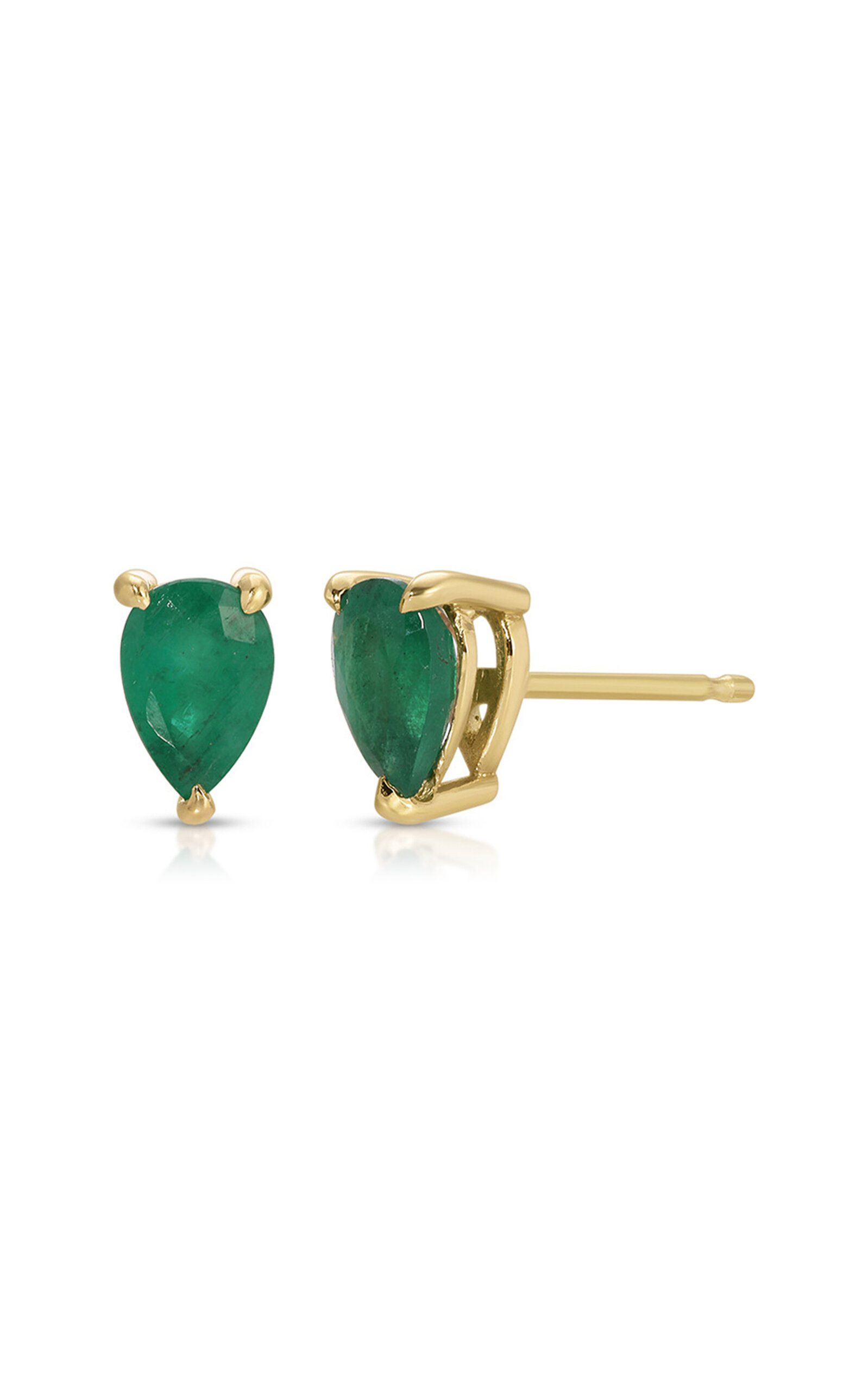 Ef Collection 14k Yellow Gold Emerald Stud Earrings In Gold