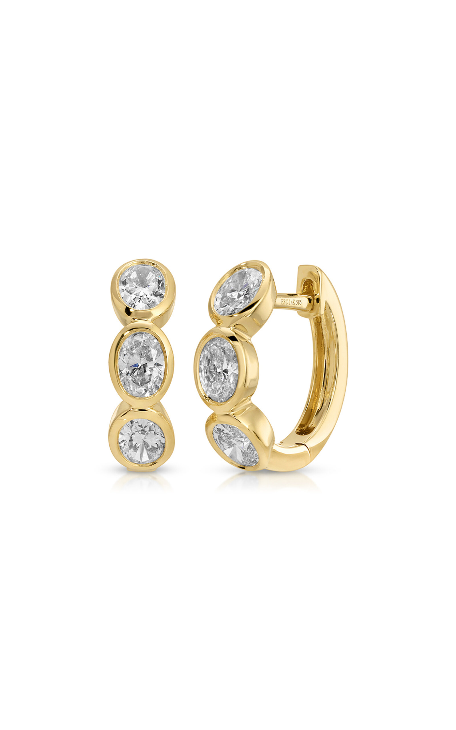 Ef Collection 14k Yellow Gold Diamond Earrings In Gold