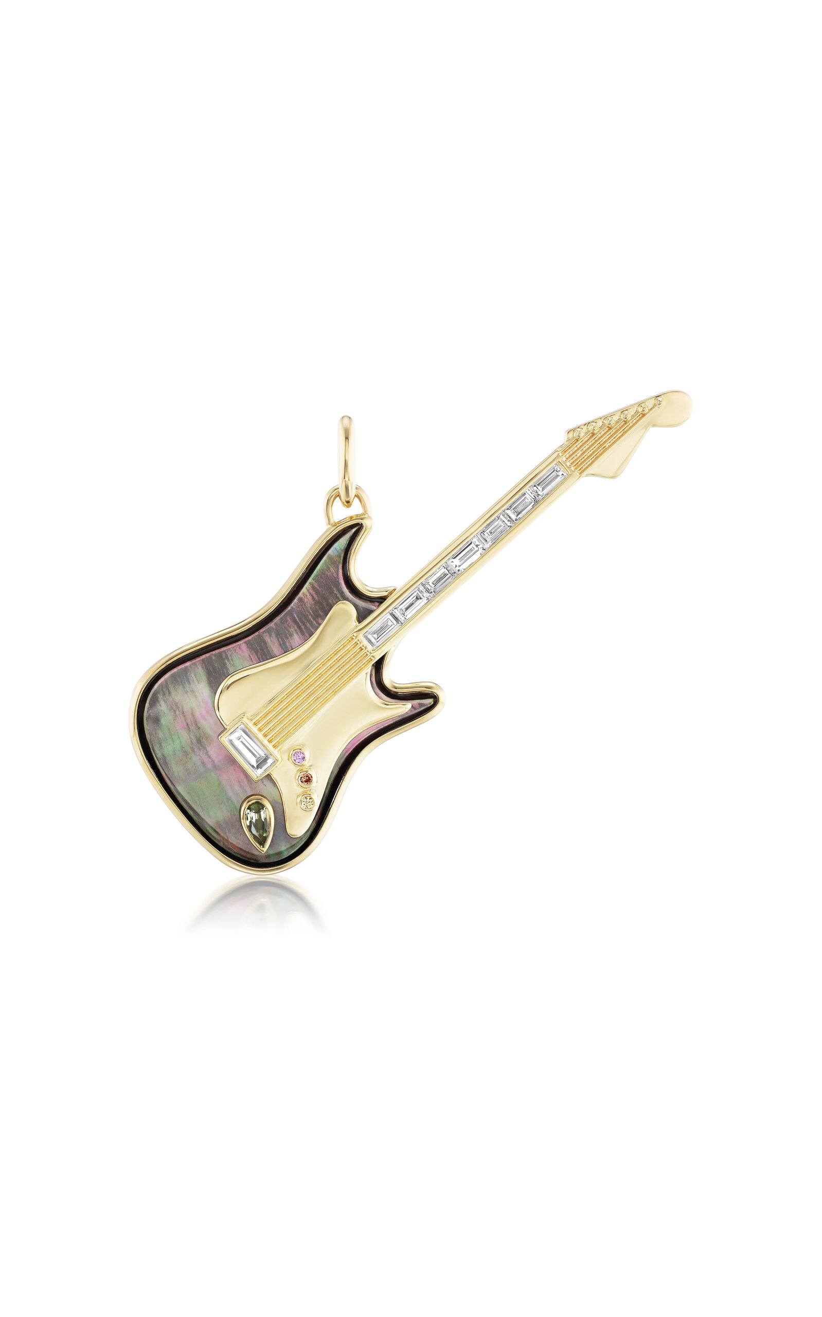 Sorellina Guitar 18k Yellow Gold Multi-stone Pendant In Gold