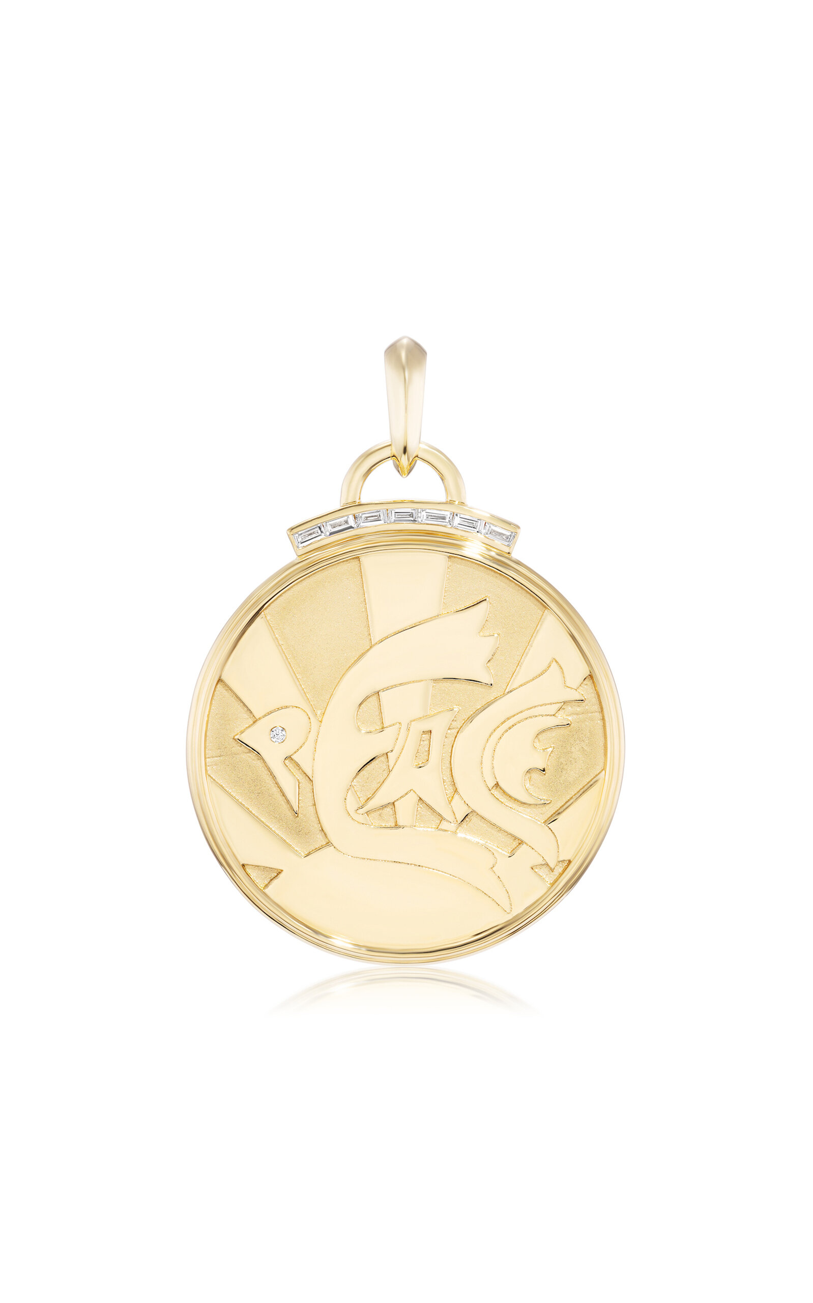 Sorellina Peace Coin 18k Yellow Gold Diamond Pendant In Gold