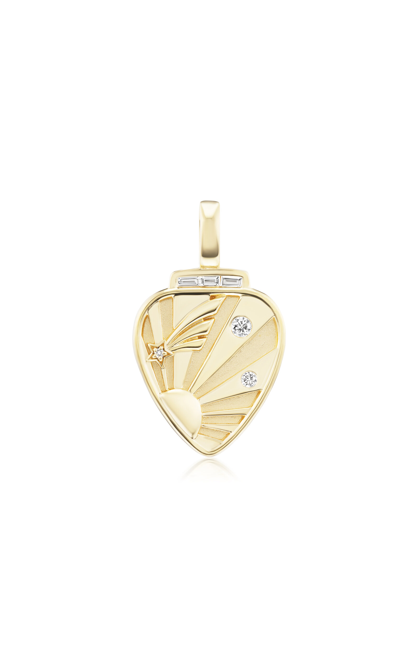 Sorellina Mini Gold Guitar Pick 18k Yellow Gold Diamond Pendant In Gold