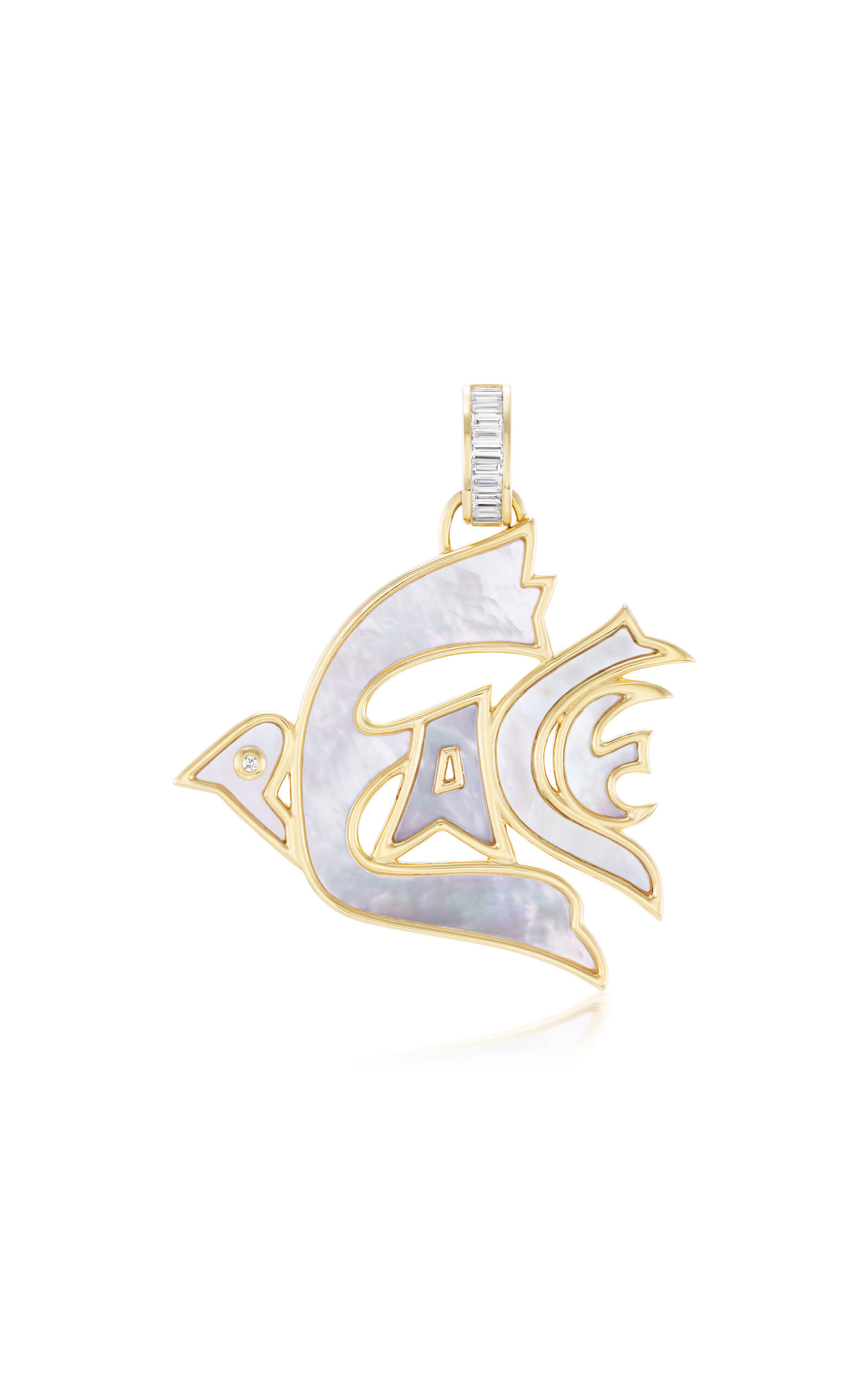 Sorellina Peace Dove 18k Yellow Gold Multi-stone Pendant In Gold