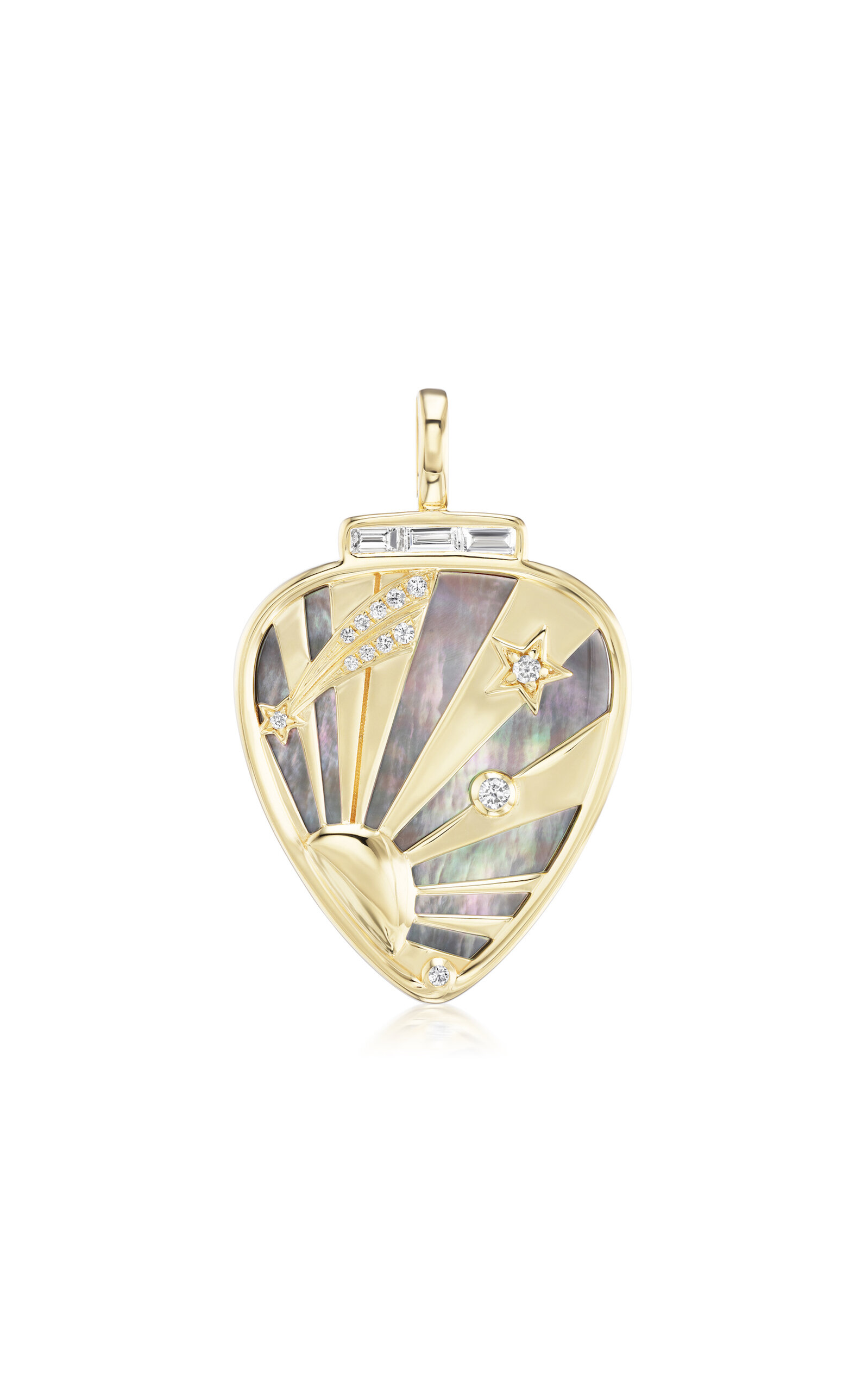 Sorellina Guitar Pick 18k Yellow Gold Multi-stone Pendant In Gold