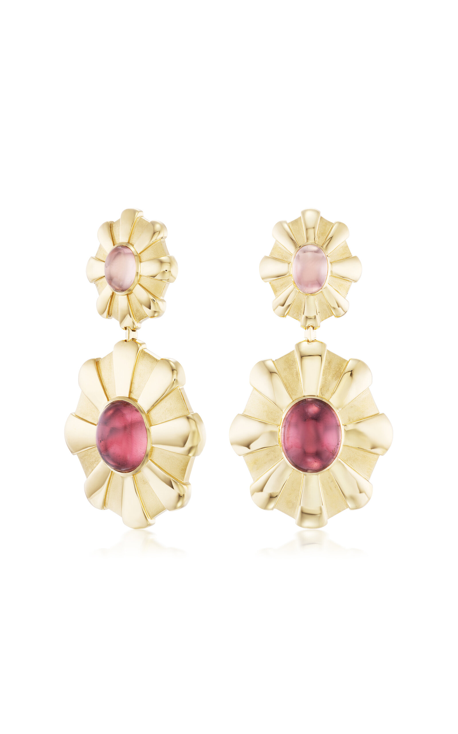 Sorellina Peace Flower 18k Yellow Gold Tourmaline Earrings In Gold