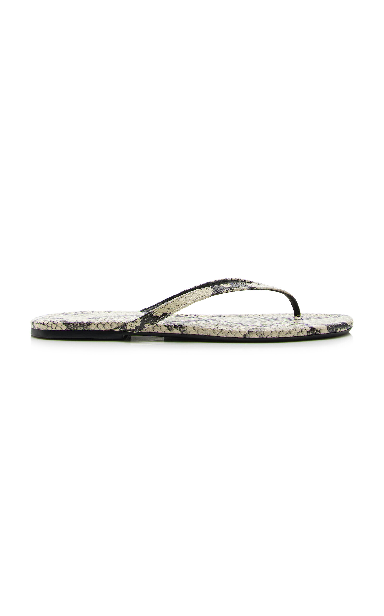 STAUD Freja Snake-Effect Leather Thong Sandals