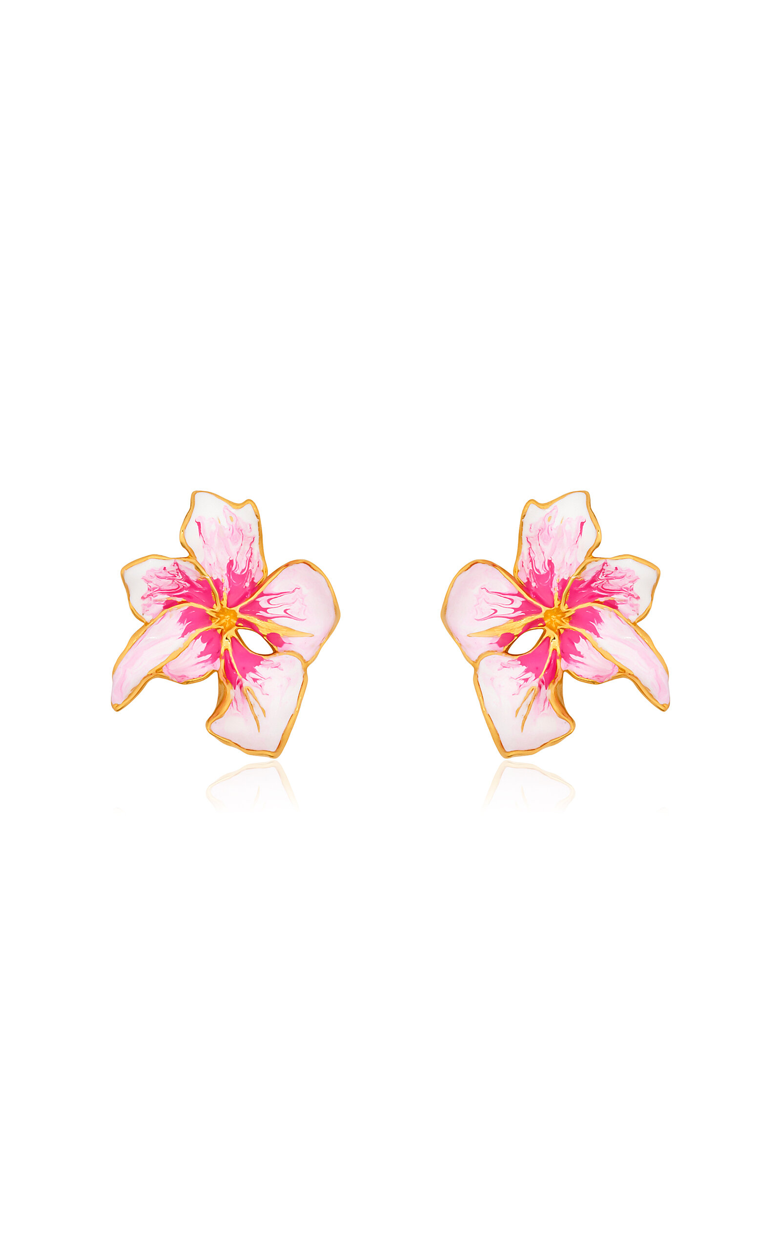 Oscar De La Renta Cyclamen Small Enamel Stud Earrings In Pink