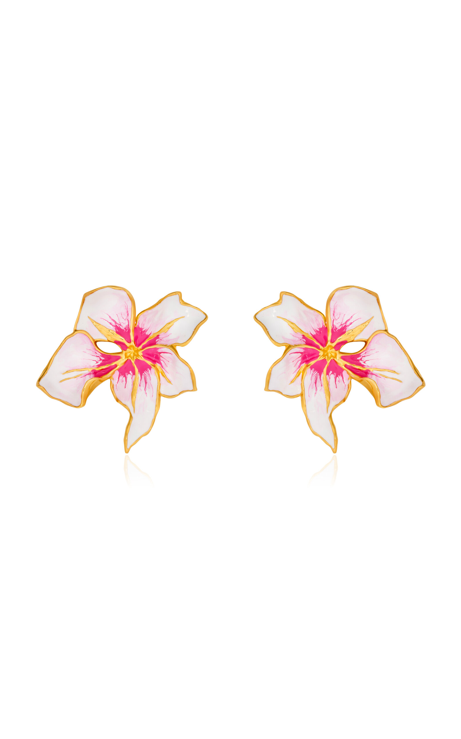 Oscar De La Renta Cyclamen Small Enamel Stud Earrings In Pink