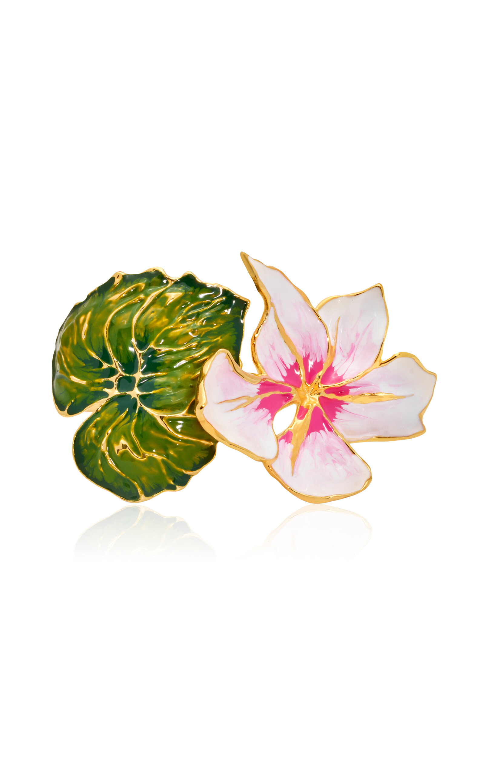 Oscar De La Renta Cyclamen And Leaf Cuff In Gold