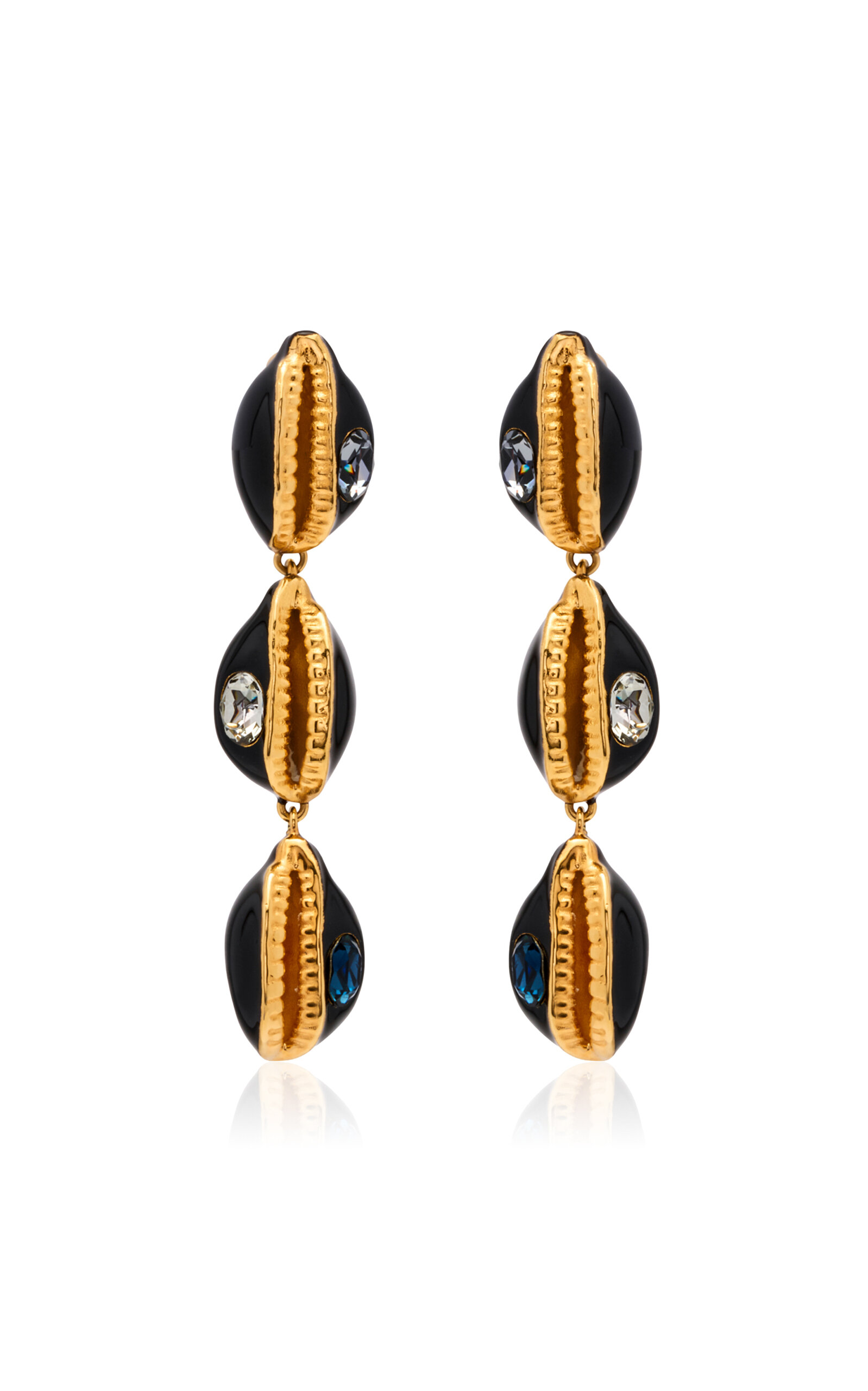 Oscar De La Renta Cowrie Shell Drop Earrings In Gold