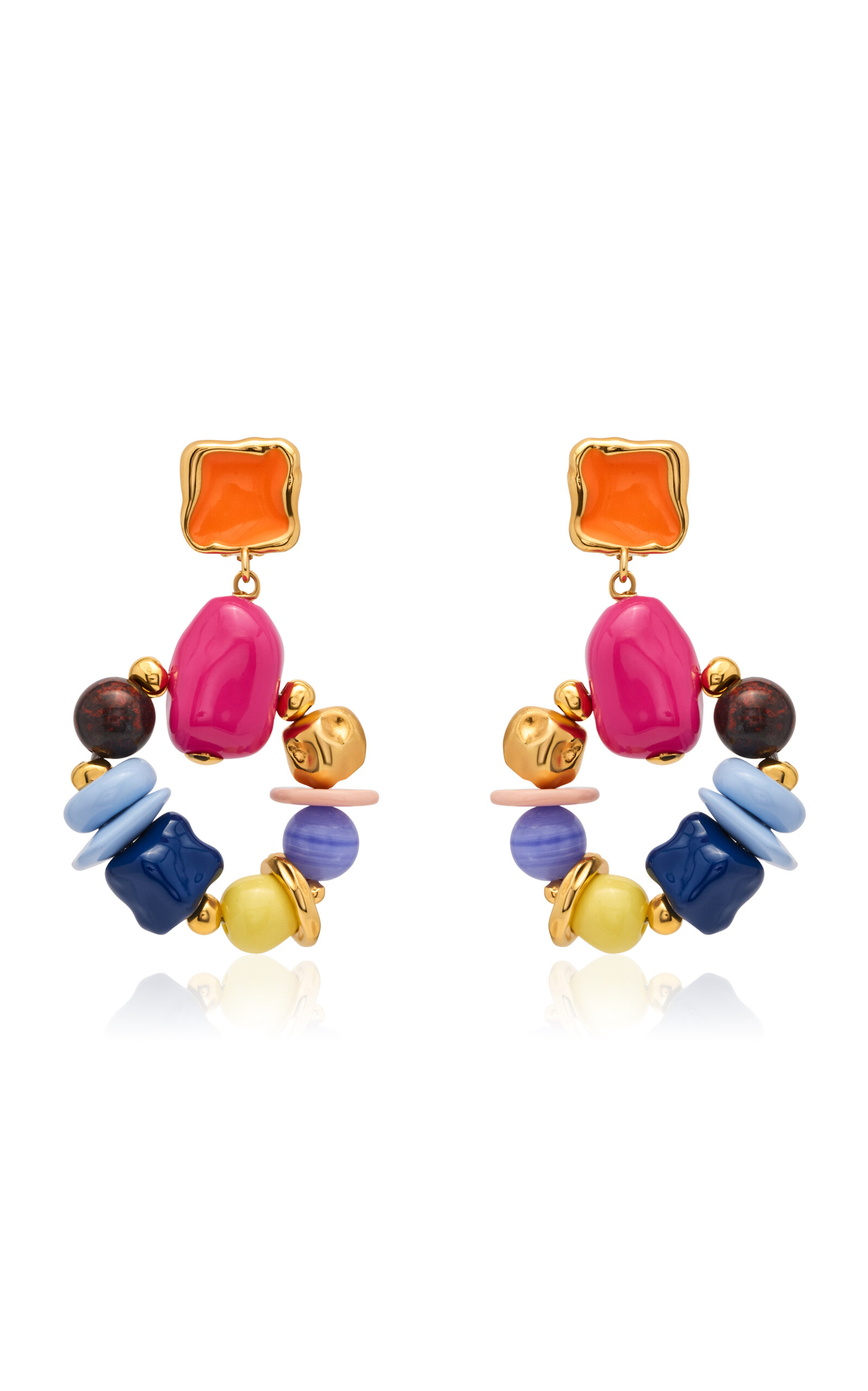 Oscar De La Renta Seaglass Round Drop Earrings In Multi