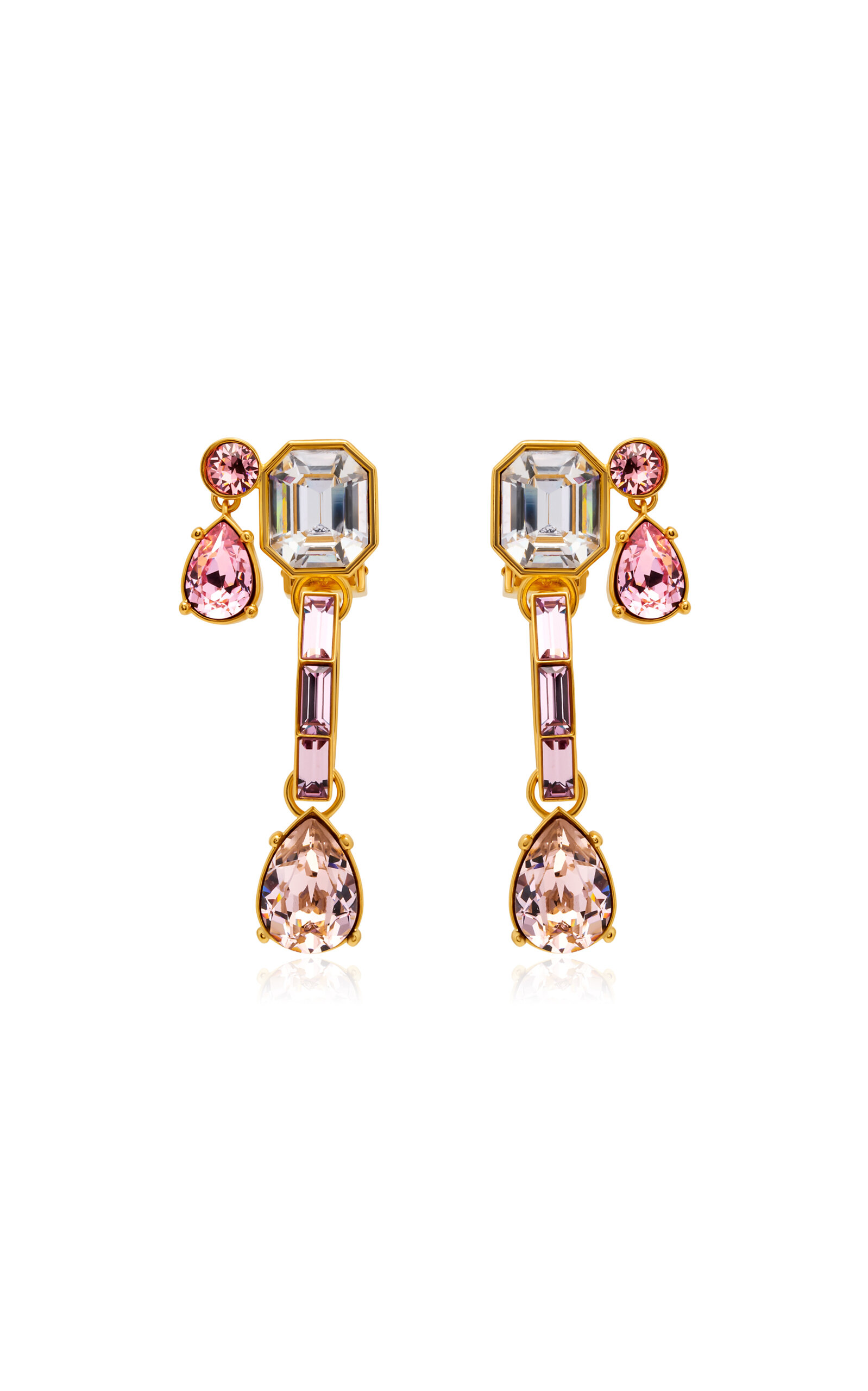 Oscar de la Renta Baguette Rhinestone Drop Earrings - Pink - OS - Only At Moda Operandi