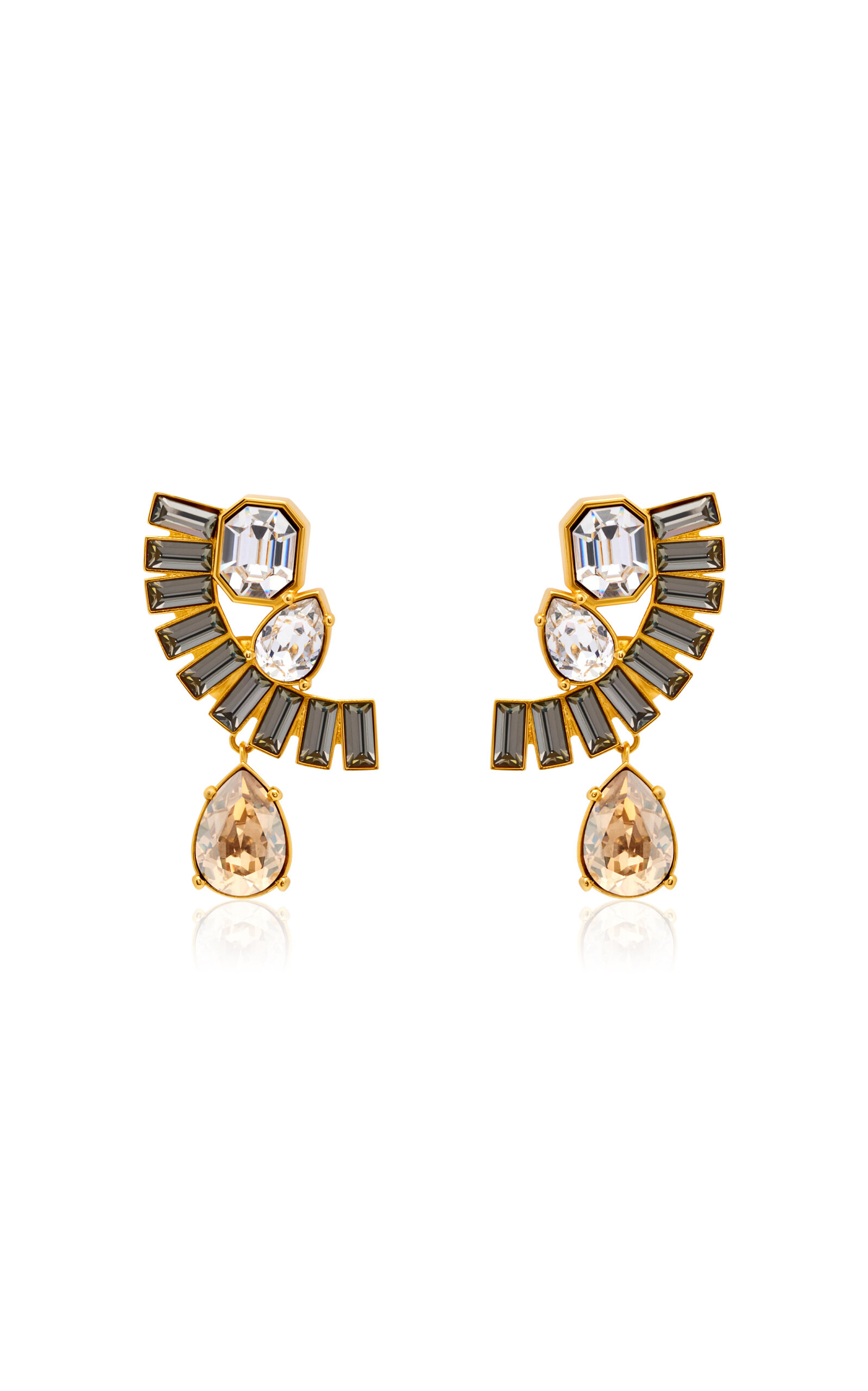 Oscar de la Renta Fan Rhinestones Earrings - Black - OS - Only At Moda Operandi - Women's Jewelry And Watches