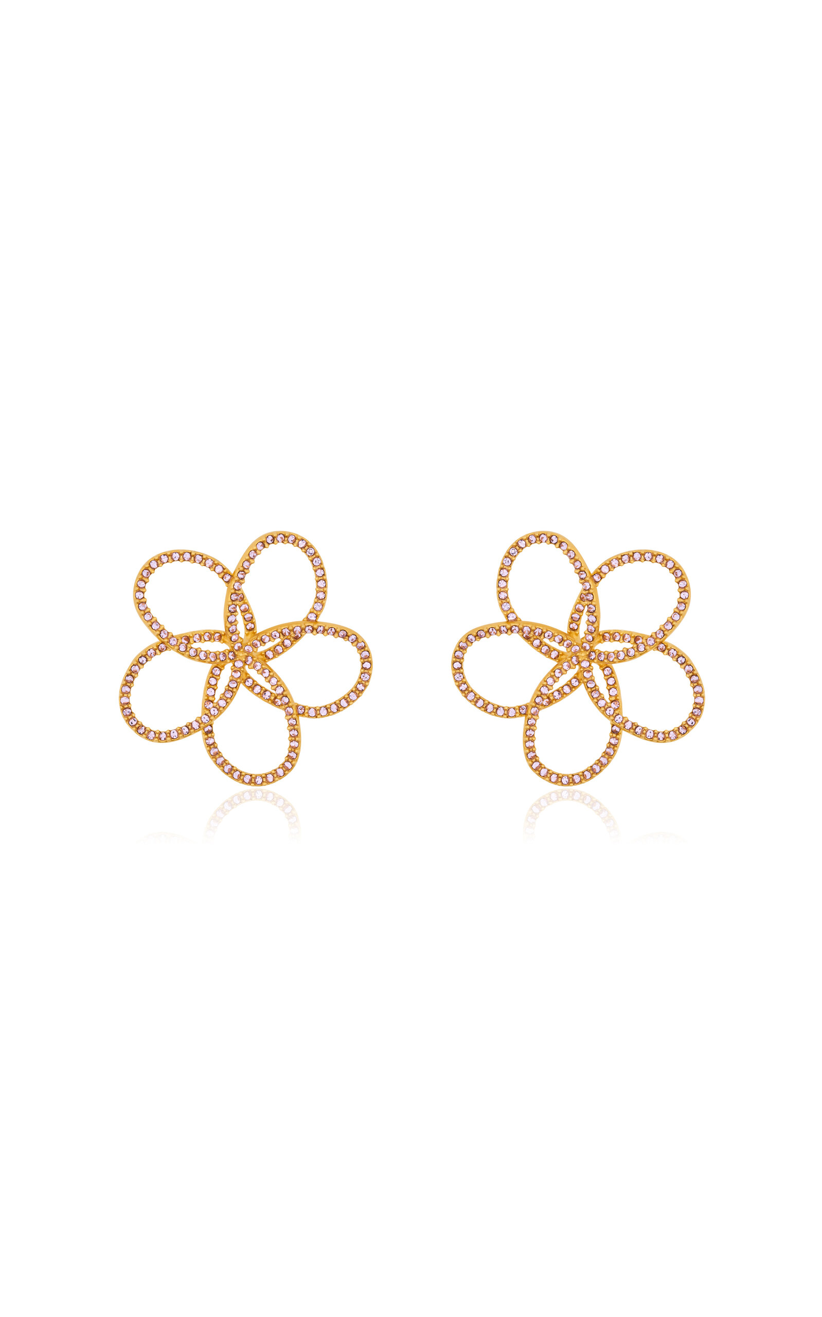 Oscar De La Renta Flower Chain Earrings In Purple