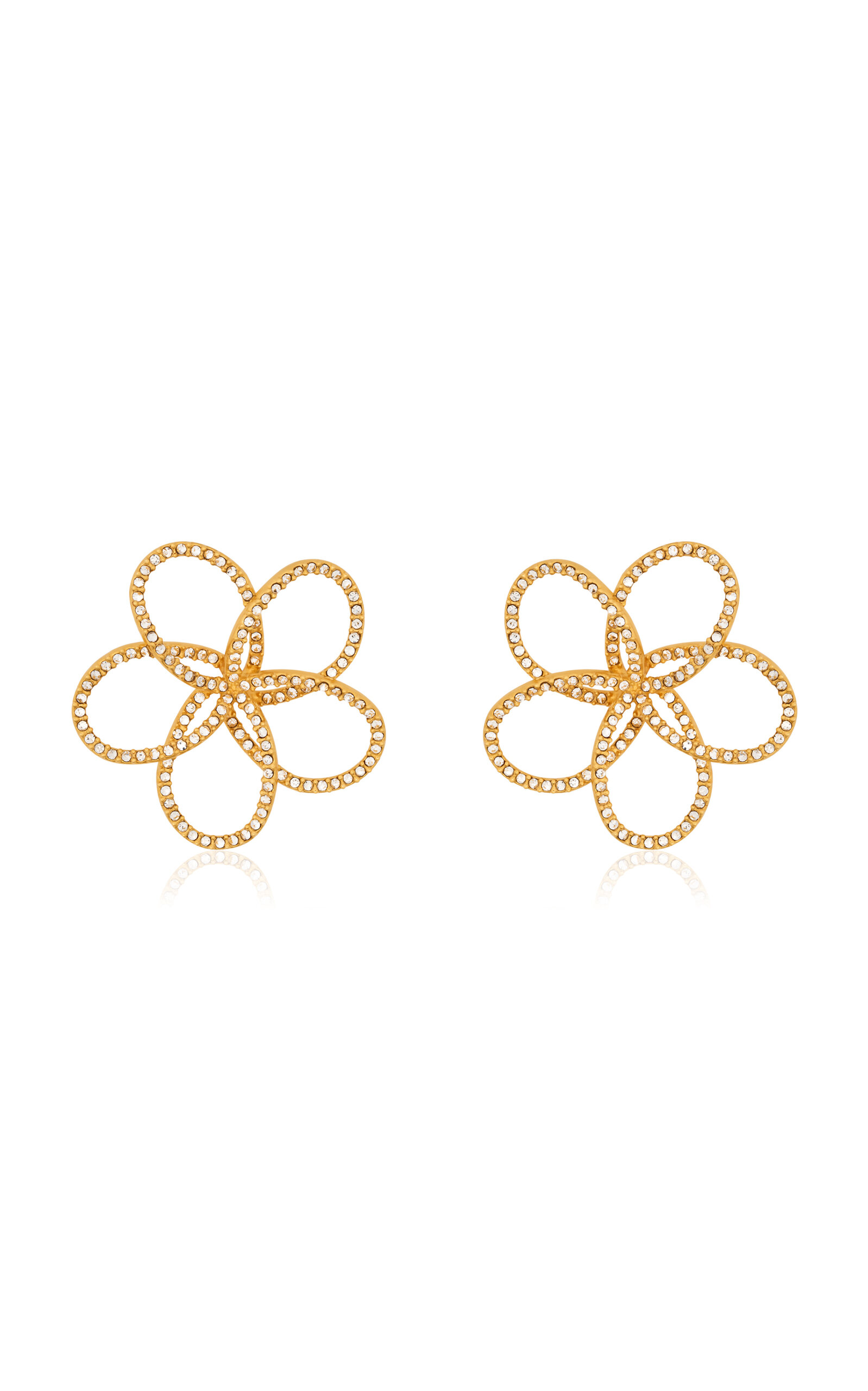 Oscar De La Renta Flower Chain Earrings In Gold