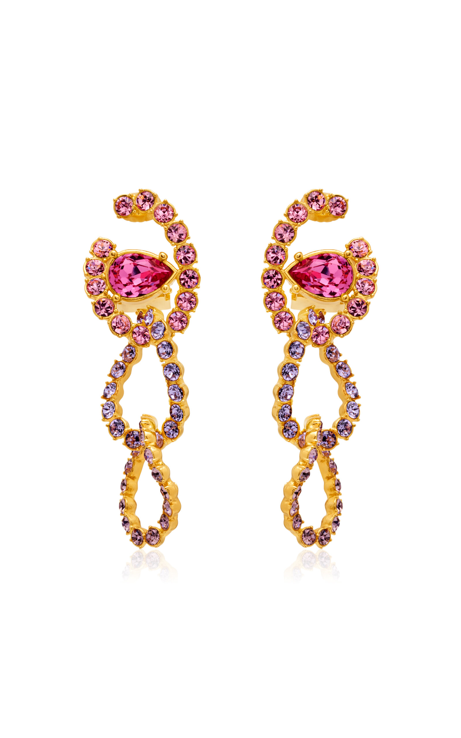 Oscar De La Renta Rhinestone Chain Drop Earrings In Gold