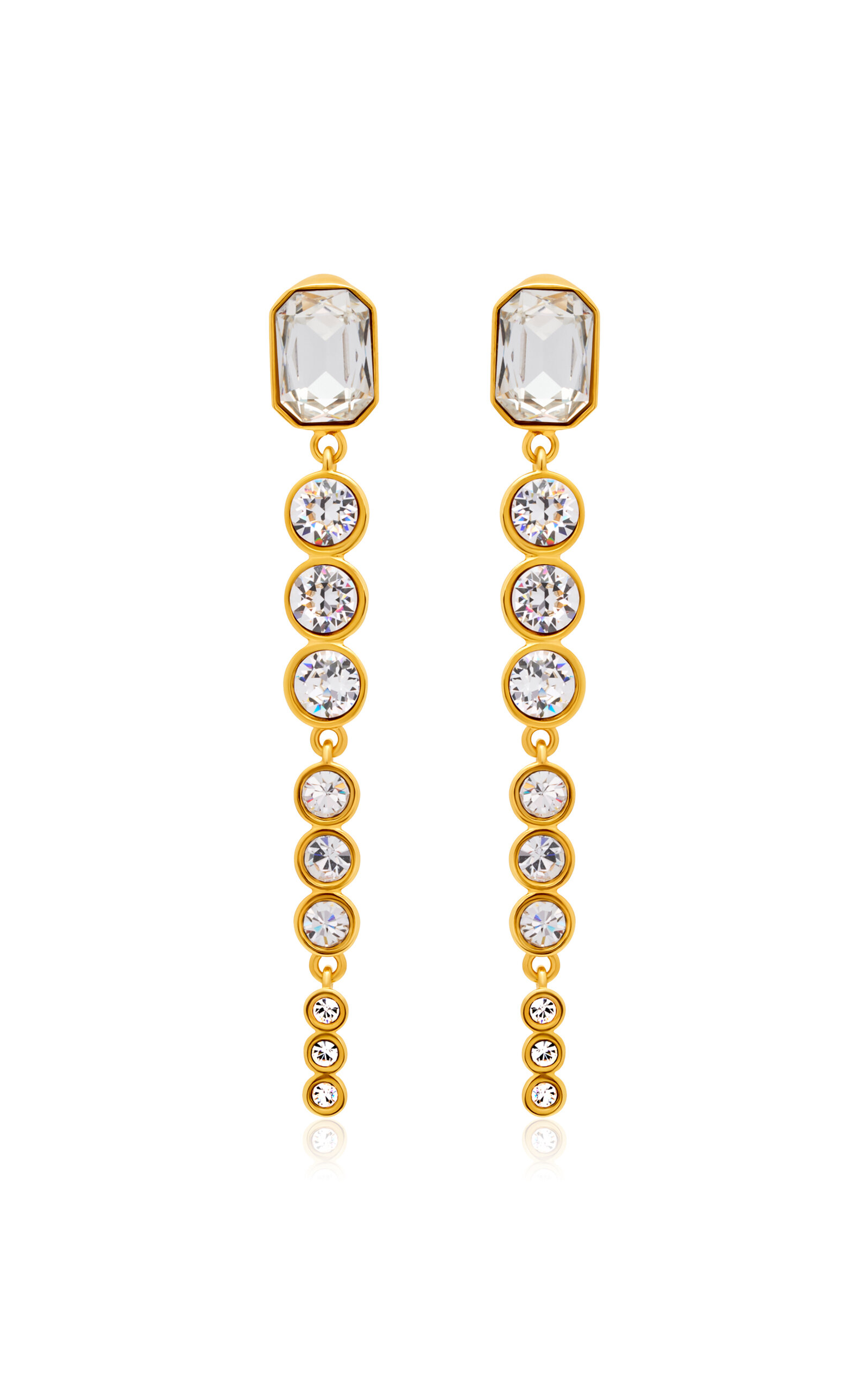 Oscar De La Renta Cascading Rhinestone Drop Earrings In Gold