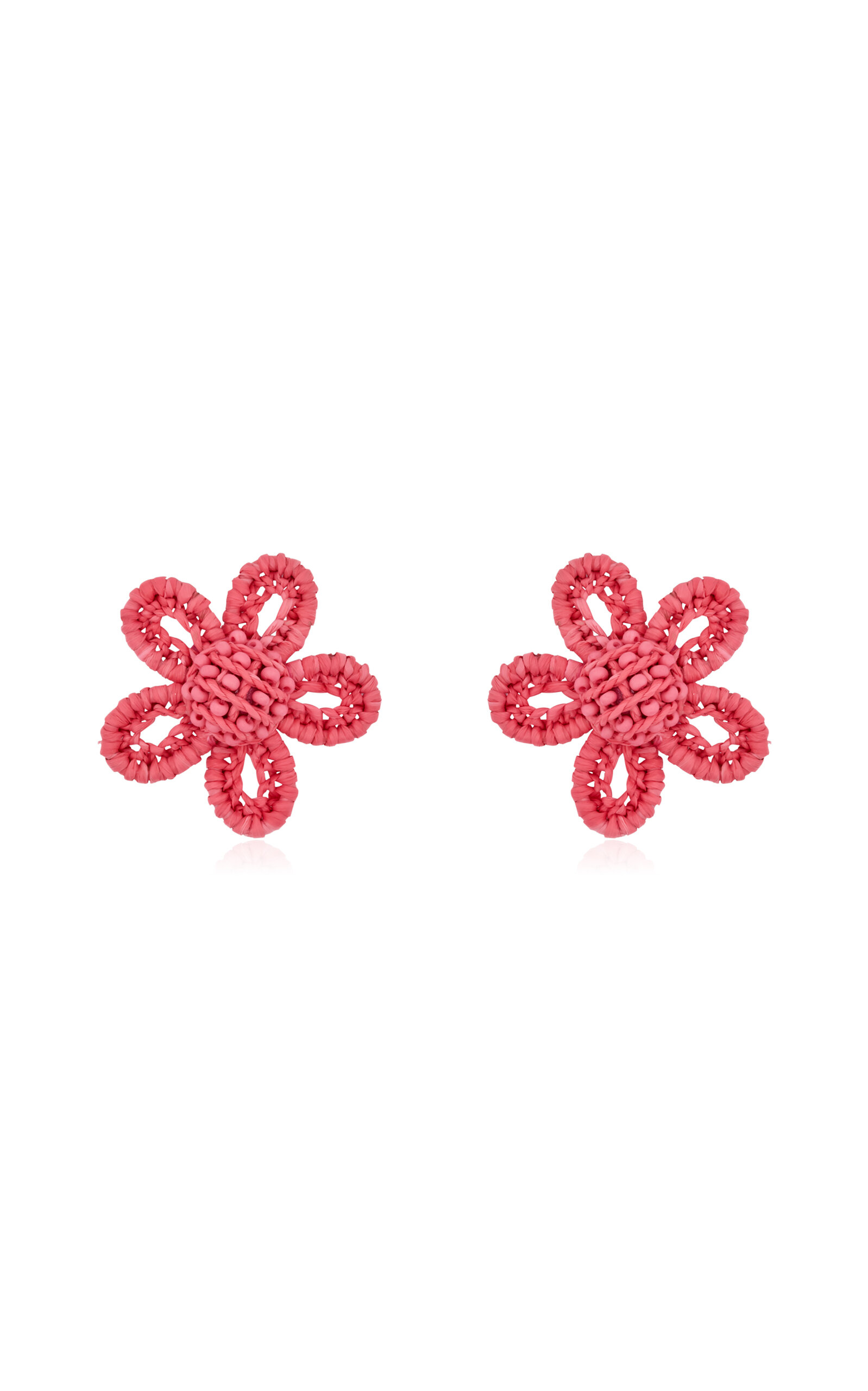 Oscar de la Renta Small Woven Flower Stud Earrings - Pink - OS - Only At Moda Operandi - Women's Jewelry And Watches