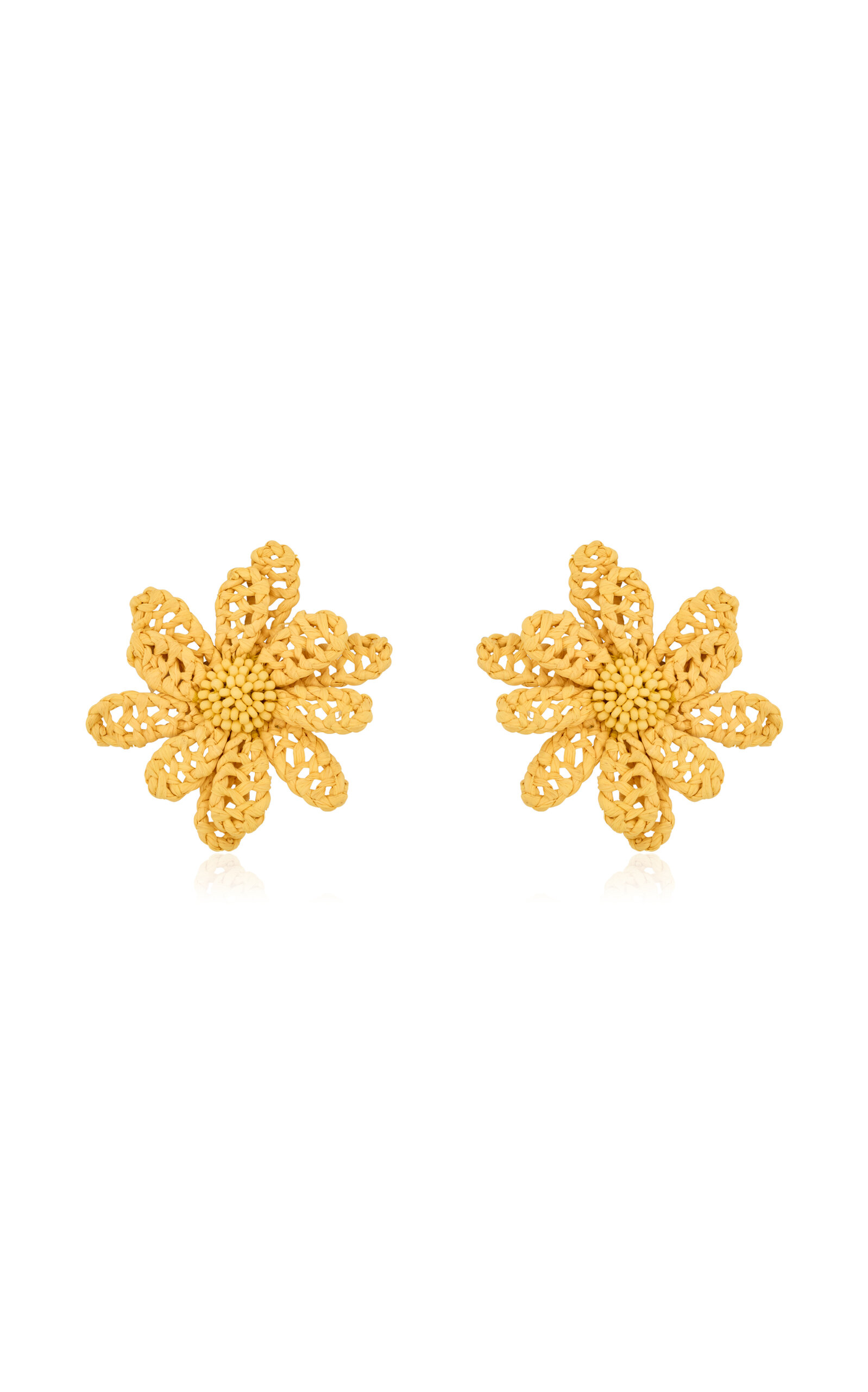 Oscar de la Renta Large Woven Flower Stud Earrings - Yellow - OS - Only At Moda Operandi