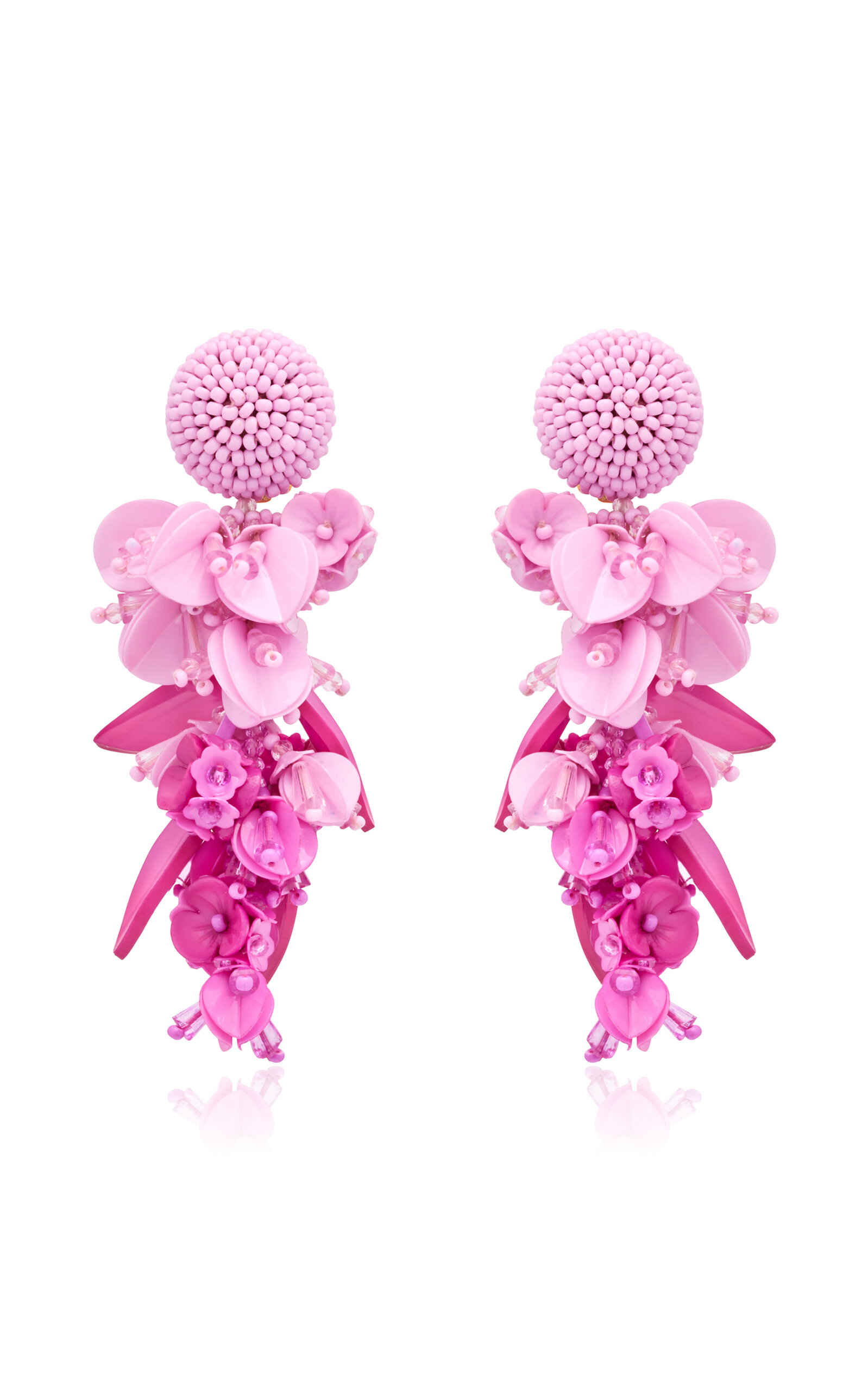 Oscar De La Renta Beaded Chandelier Earrings In Pink