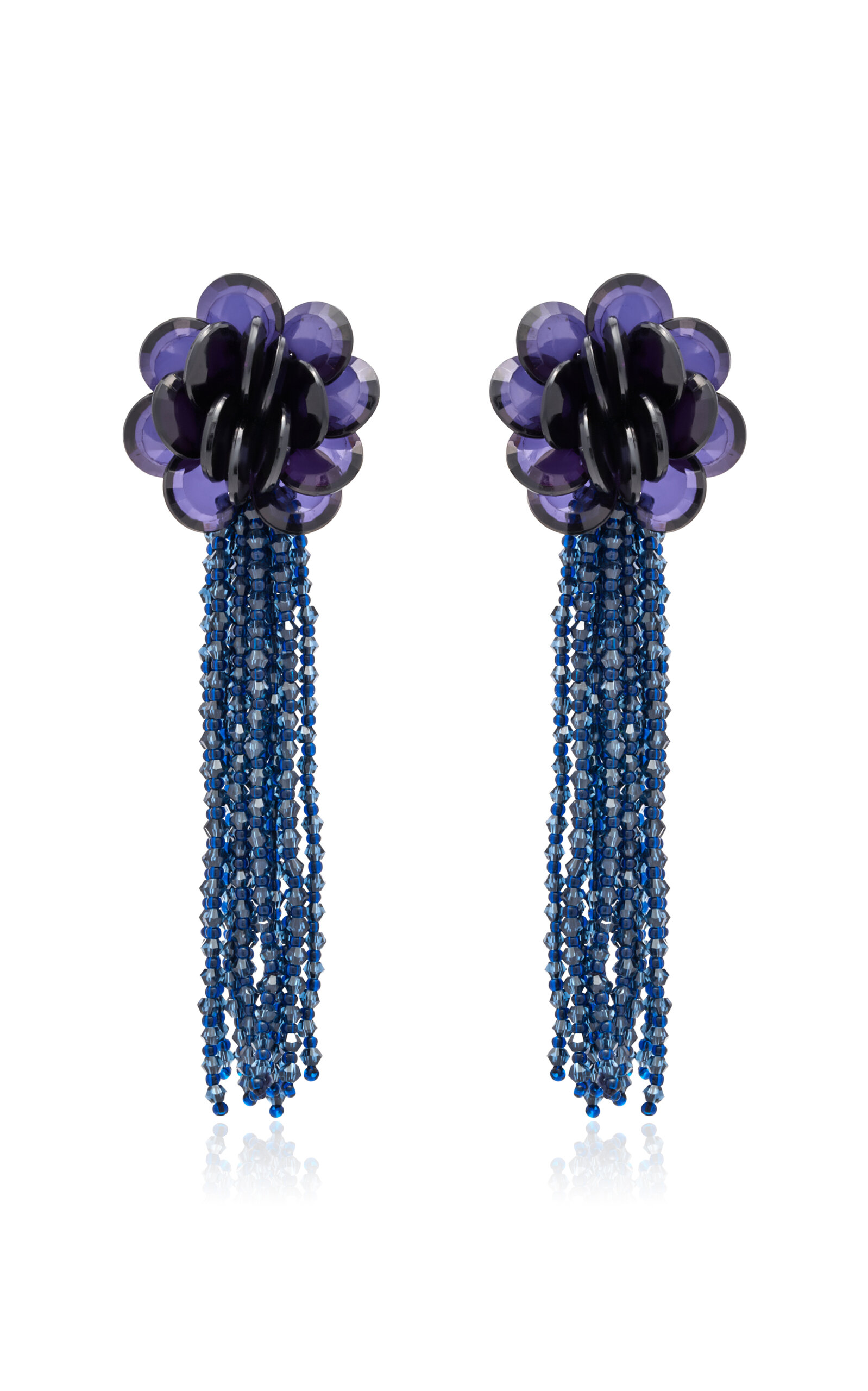 Oscar De La Renta Flower Chandelier Earrings In Blue