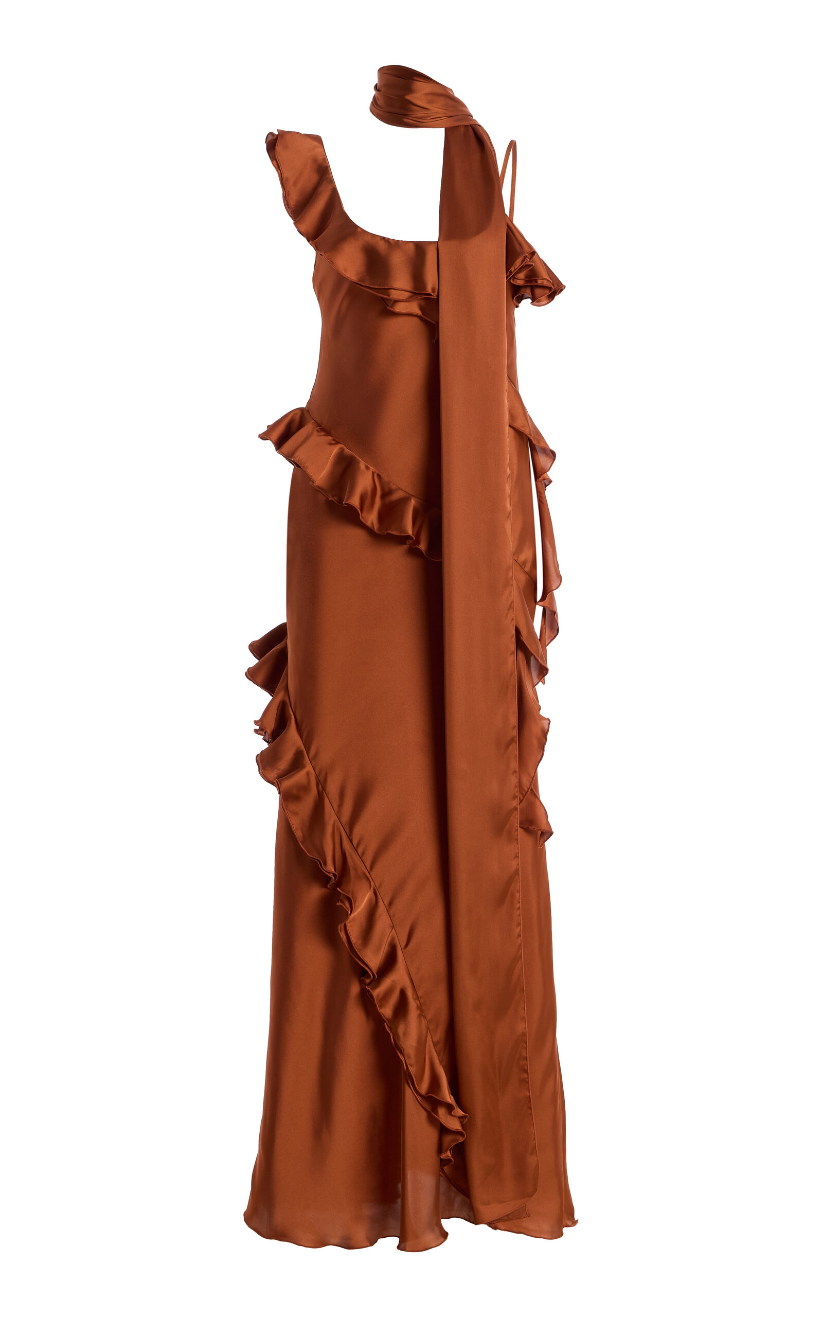 SIEDRÉS Exclusive Monica Ruffled Satin Maxi Dress
