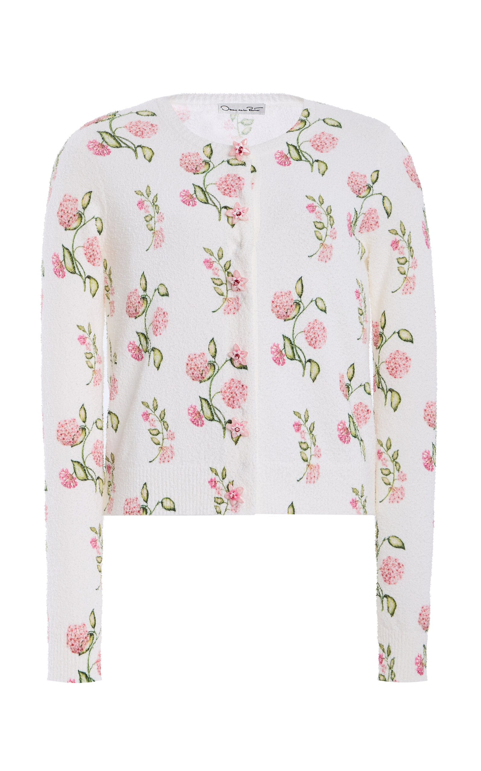 Oscar de la Renta Floral Cotton-Blend Cardigan Tank Twin Set