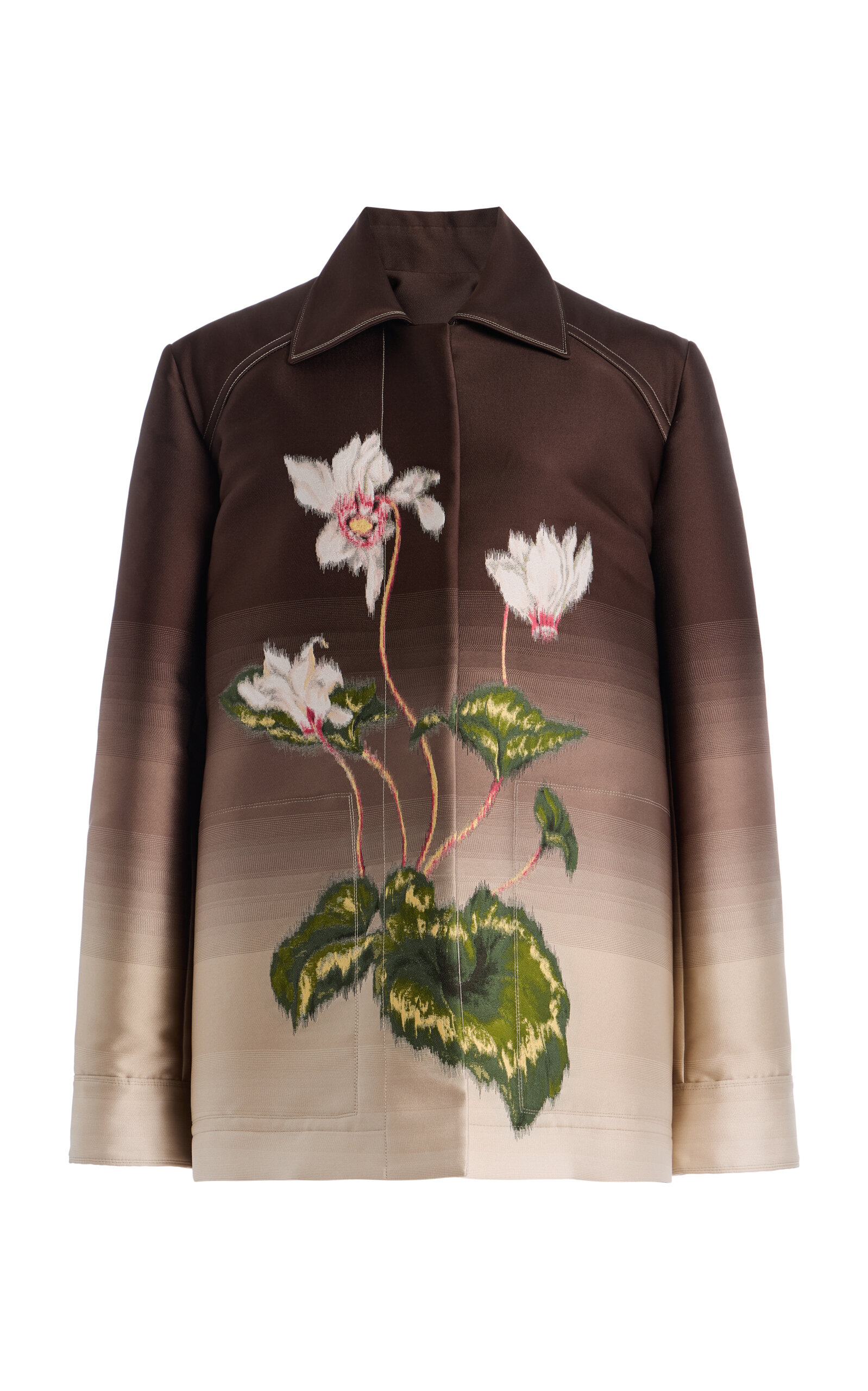 Oscar De La Renta Cyclamen Ombre Jacquard Jacket In Brown