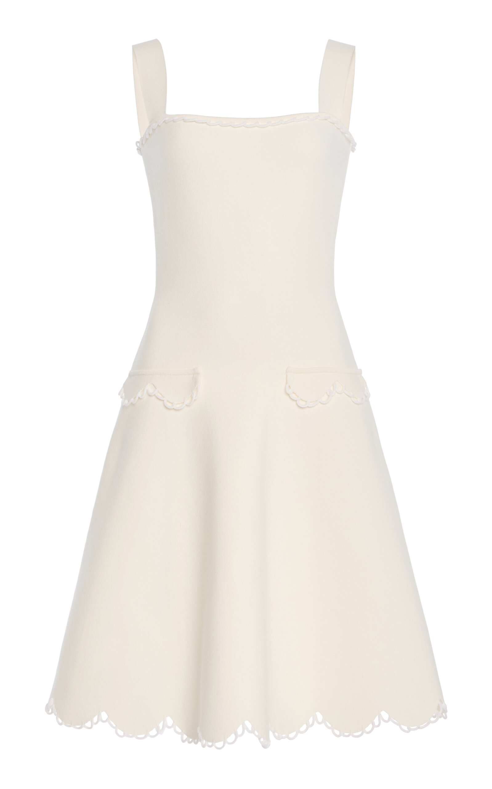 Oscar de la Renta Scallop-Hem Mini Dress - Ivory - XS