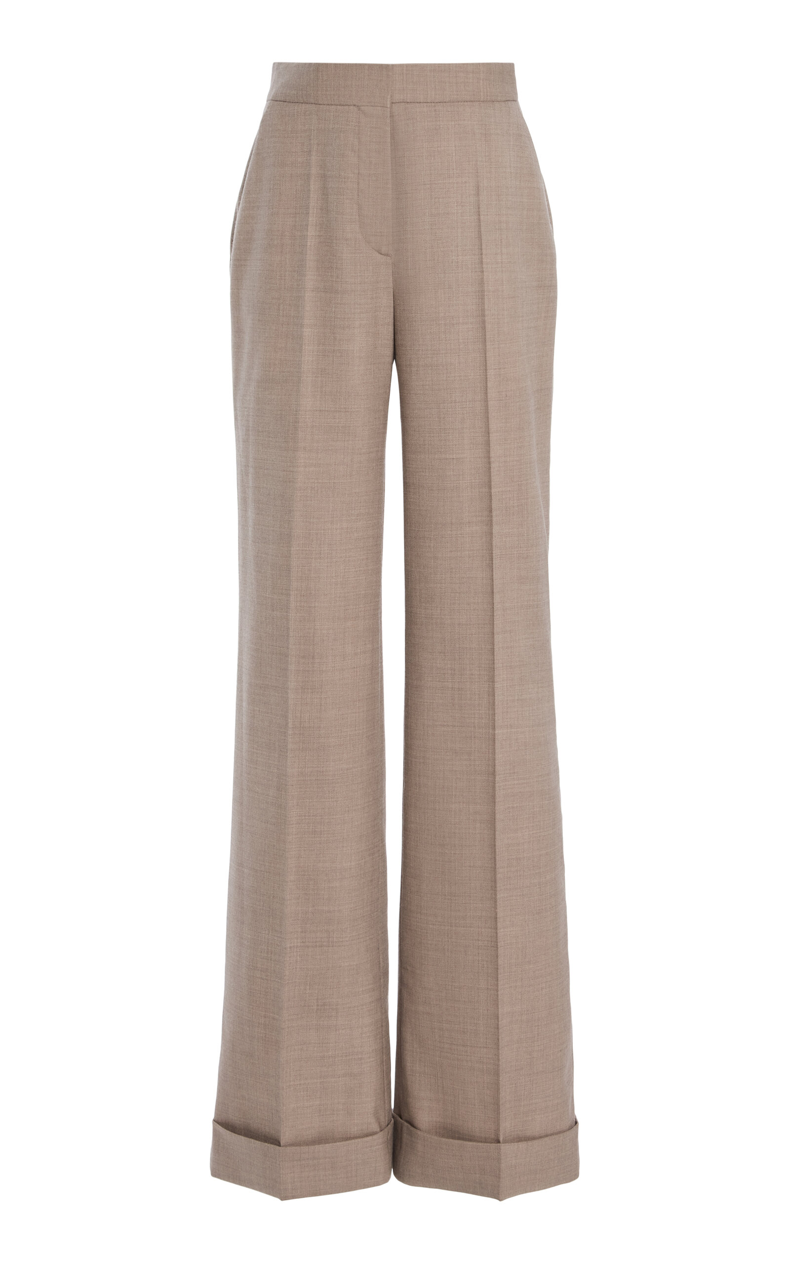 Oscar de la Renta Tailored Stretch-Wool Wide-Leg Pants - Taupe