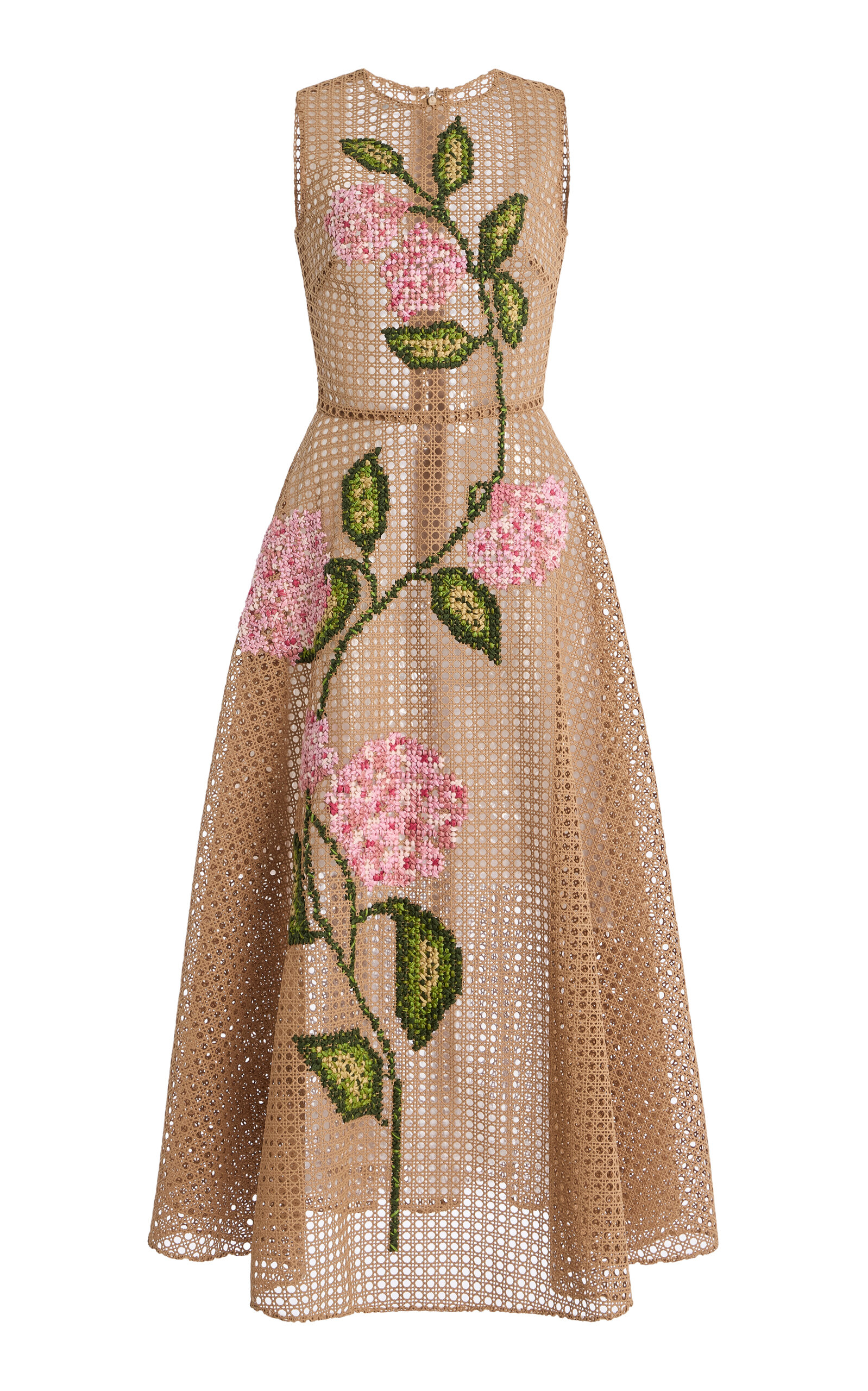 Oscar de la Renta Floral Rattan Guipure Midi Dress - Men's Clothing