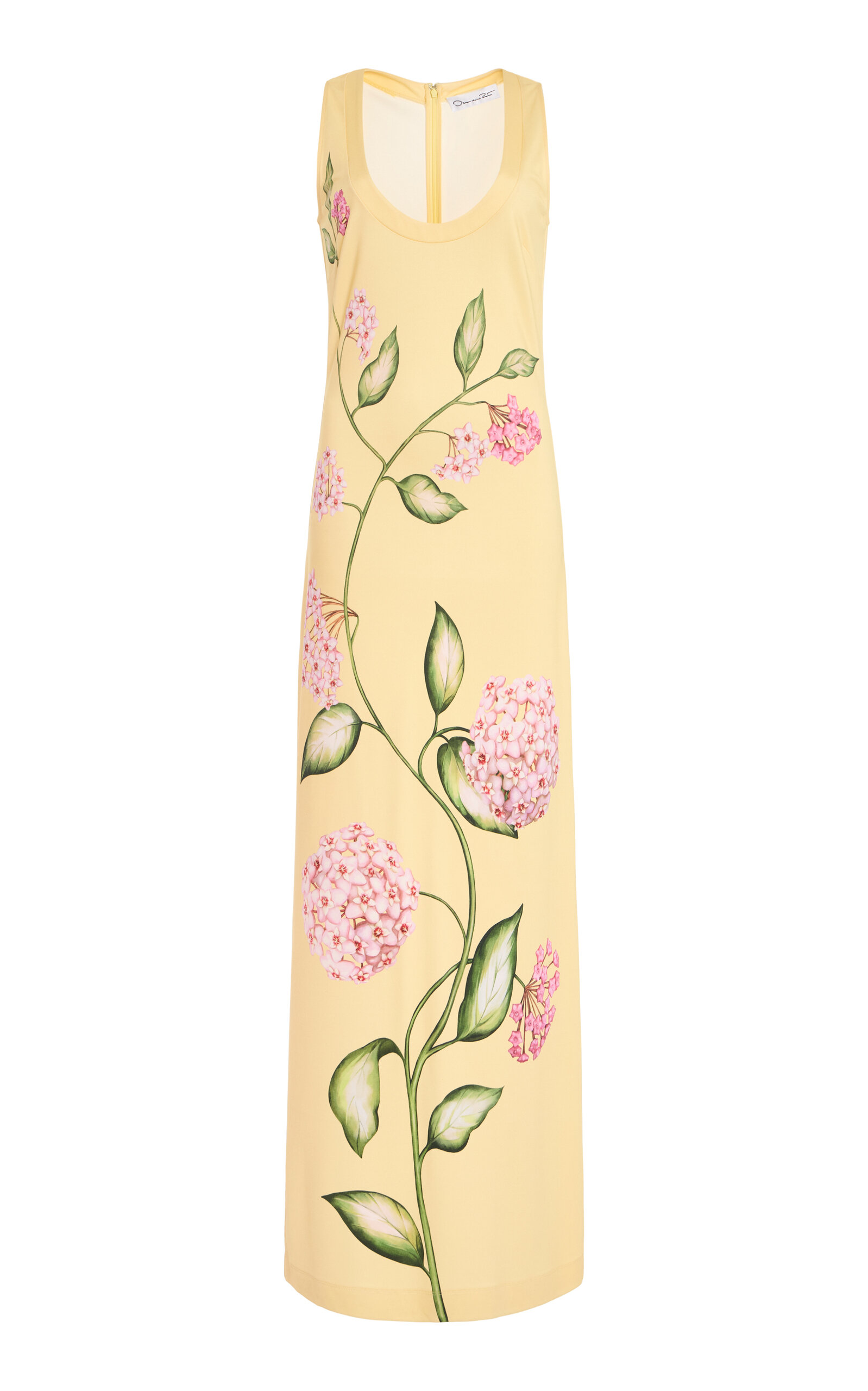 Oscar de la Renta Porcelain Flowers Stretch-Crepe Gown