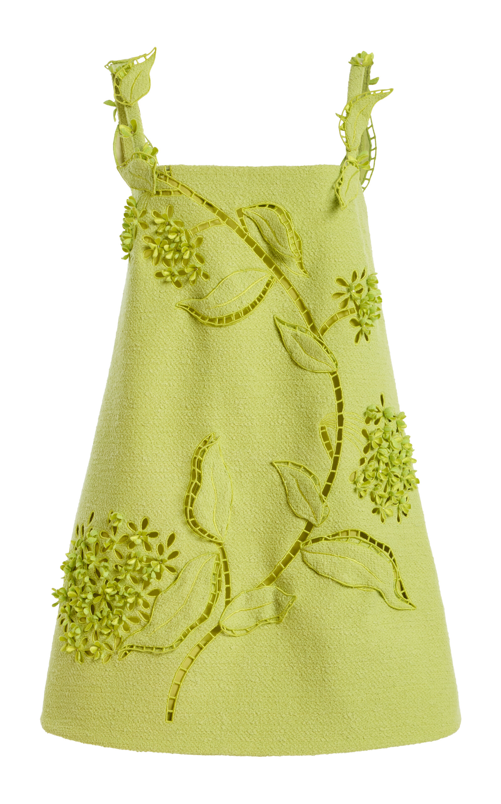 Oscar De La Renta Cutout Tweed Cocktail Mini Dress In Green
