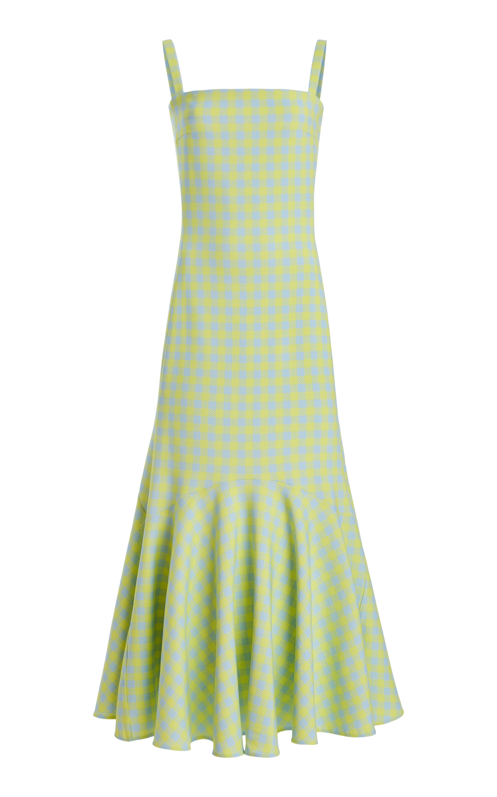Oscar de la Renta Gingham Wool-Blend Mermaid Midi Dress - Plaid