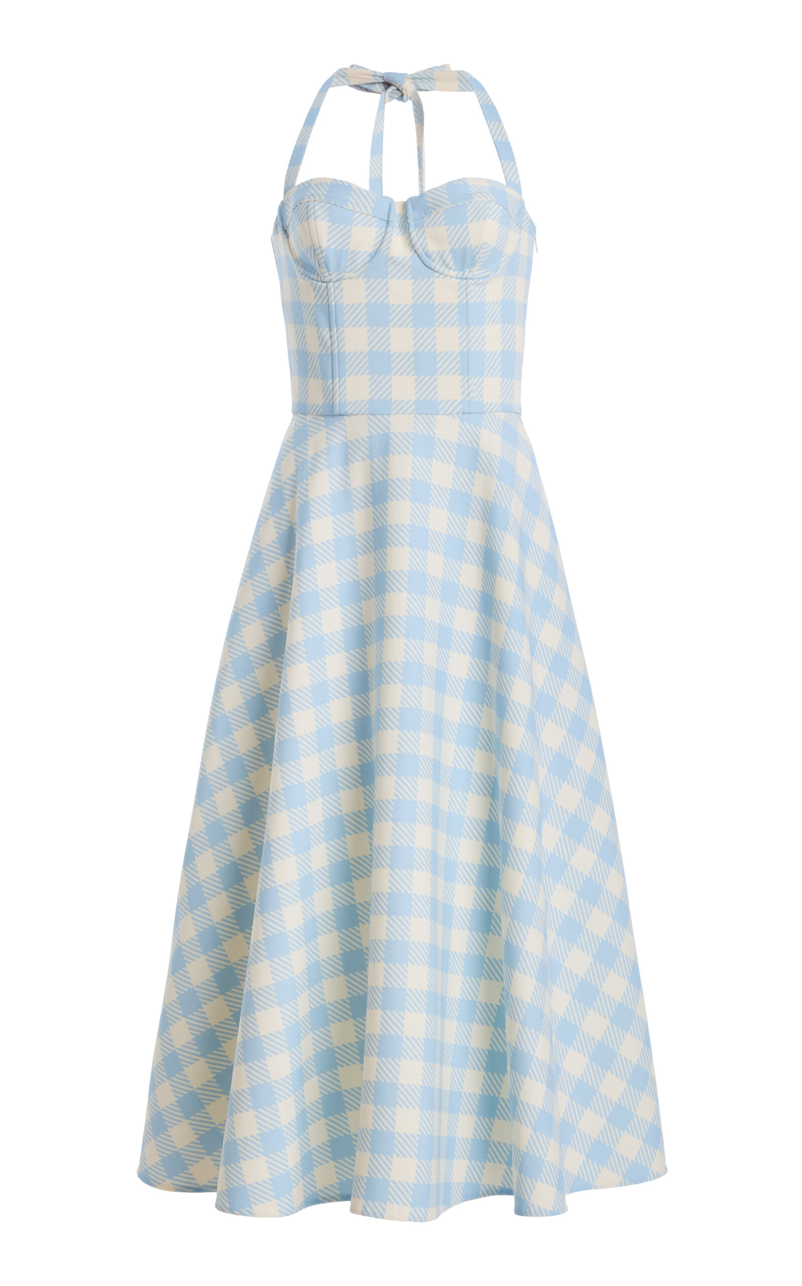 Oscar de la Renta Gingham Wool-Blend Midi Dress - Plaid