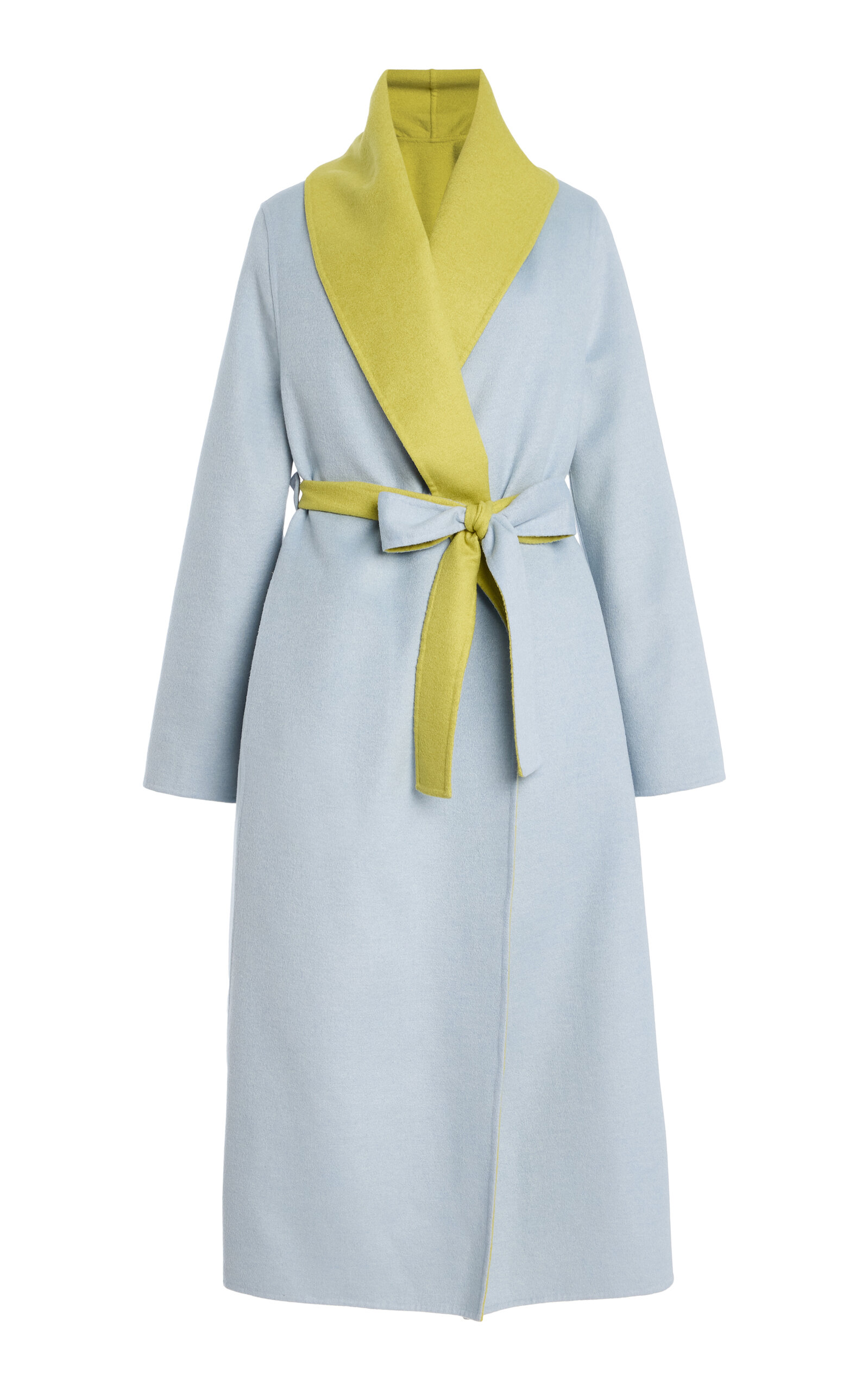 Oscar De La Renta Bi-colored Cashmere-blend Coat In Blue