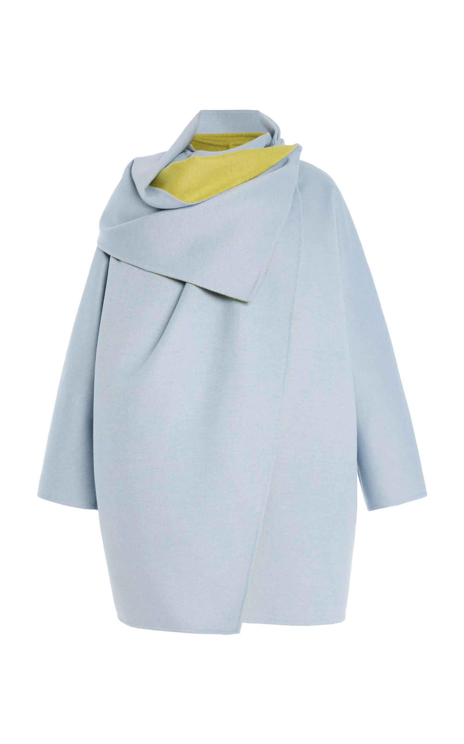 Oscar de la Renta Draped Cashmere-Blend Coat - Light Blue