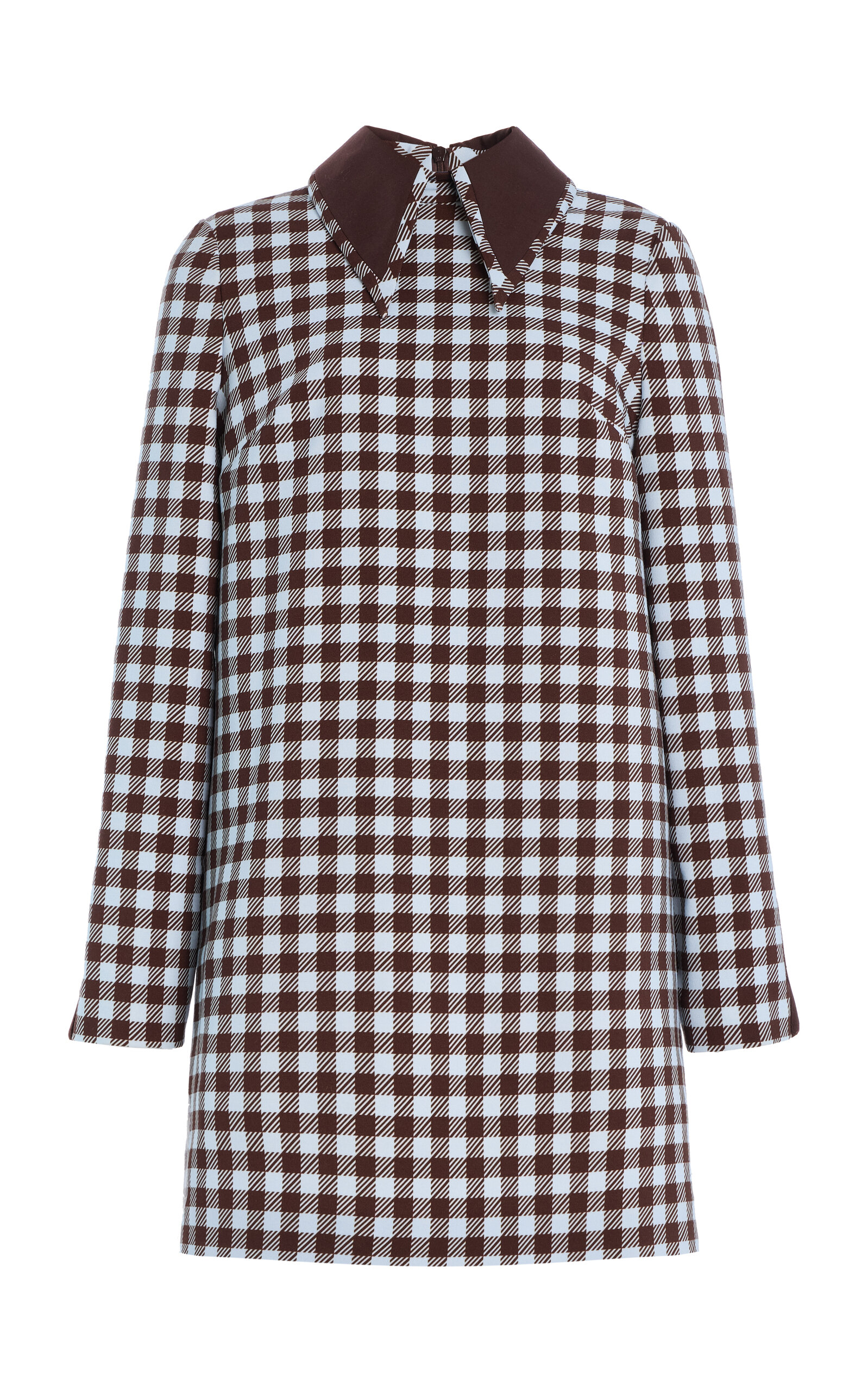 Oscar de la Renta Gingham Collared Wool-Blend Mini Dress - Plaid
