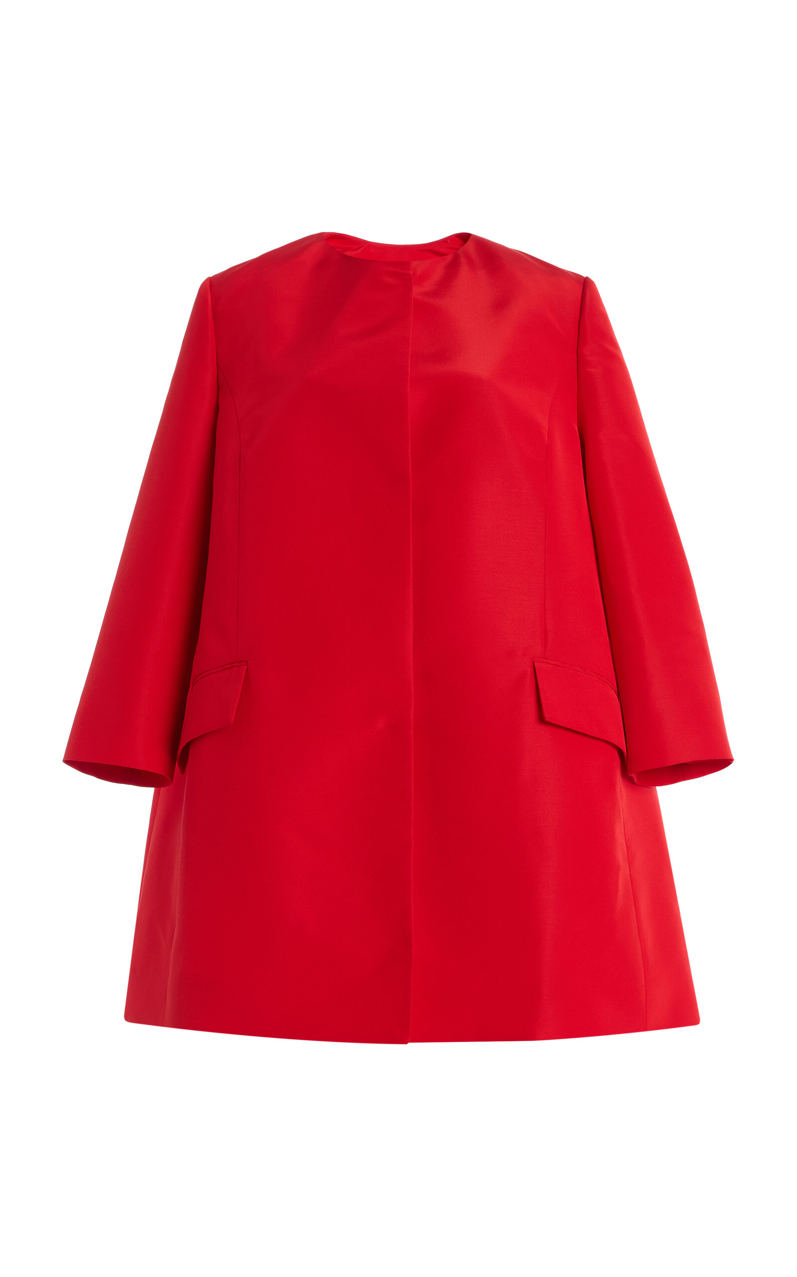Oscar de la Renta Short Faille Coat - Red - XL